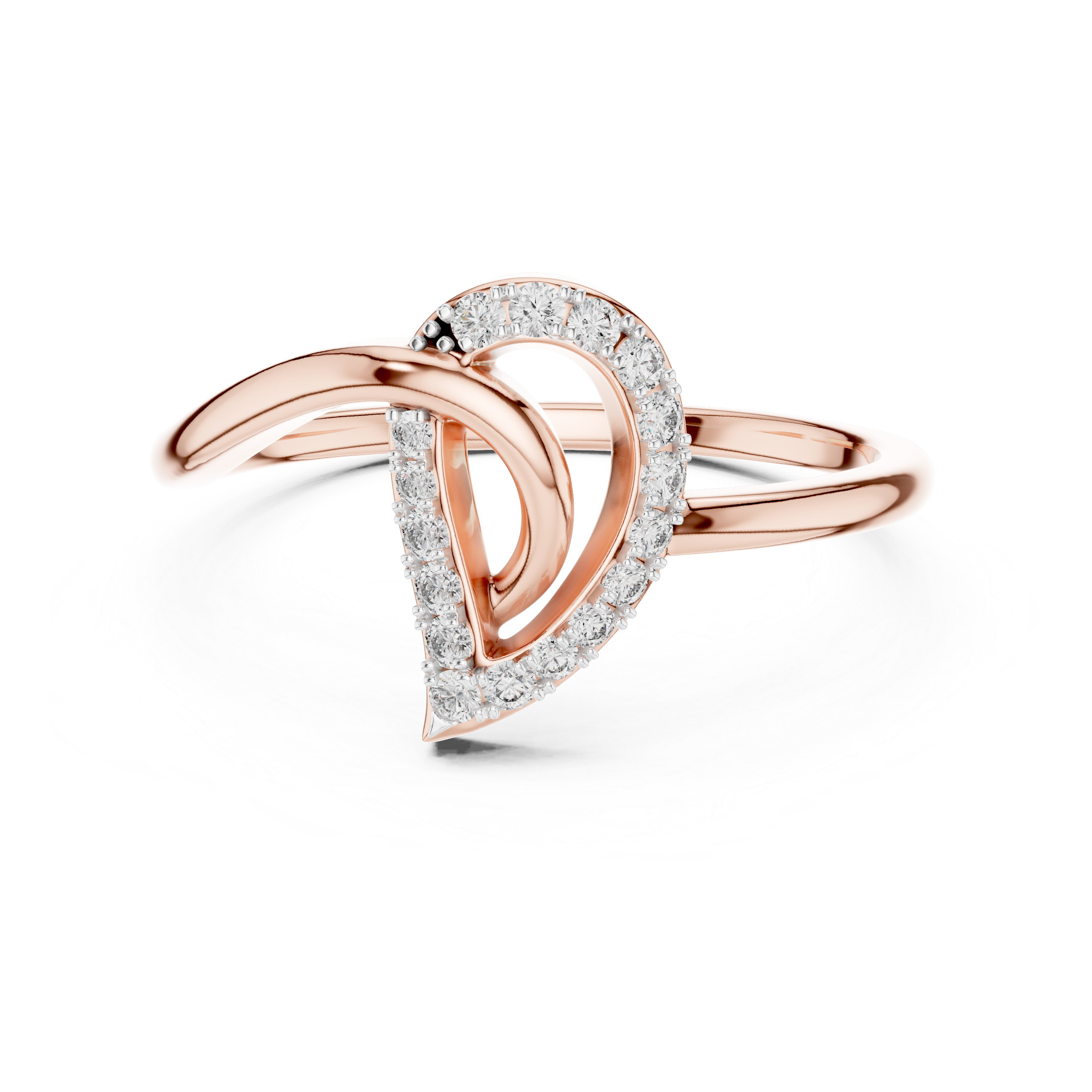 Open Heart Pavé Diamond Twist Ring