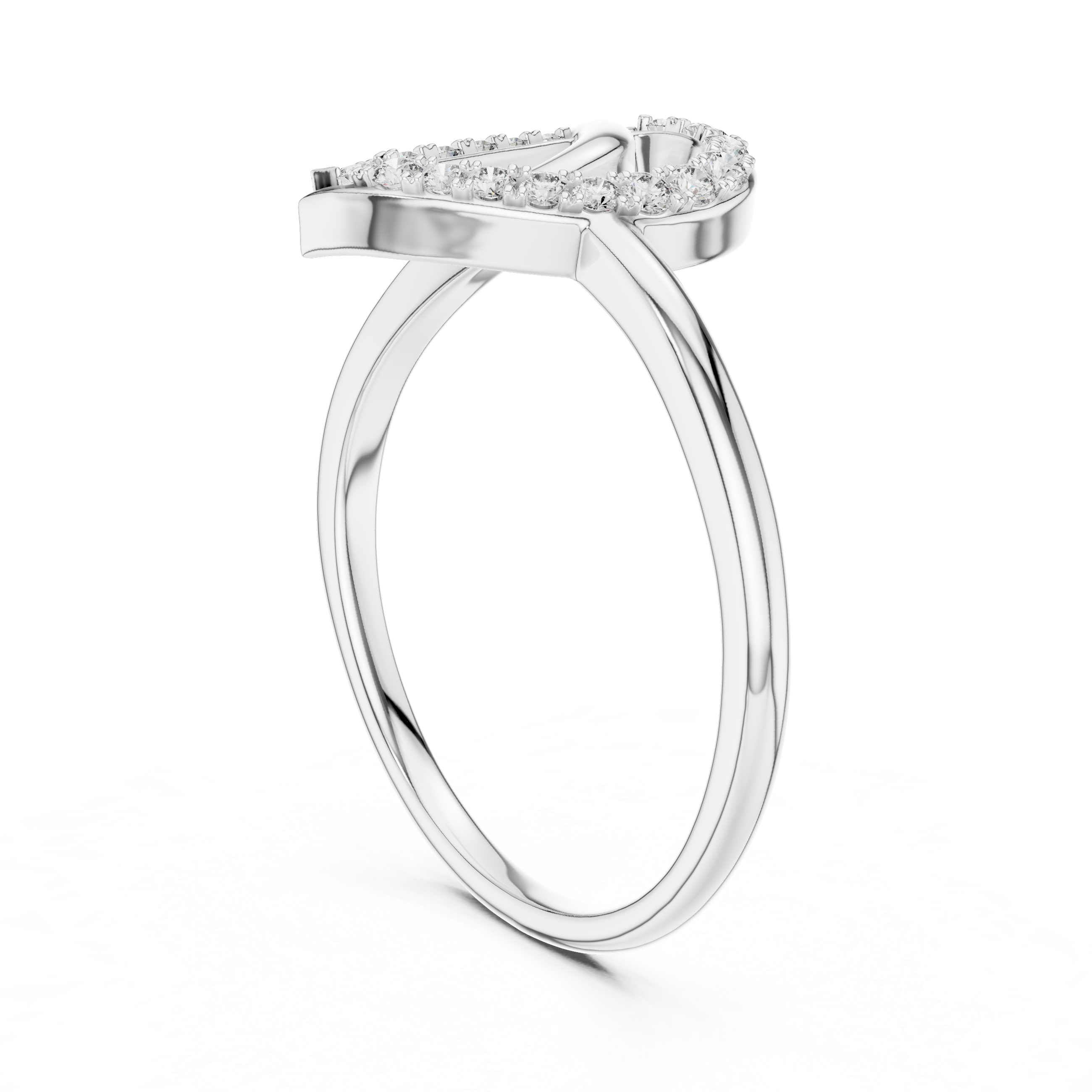 Open Heart Pavé Diamond Twist Ring
