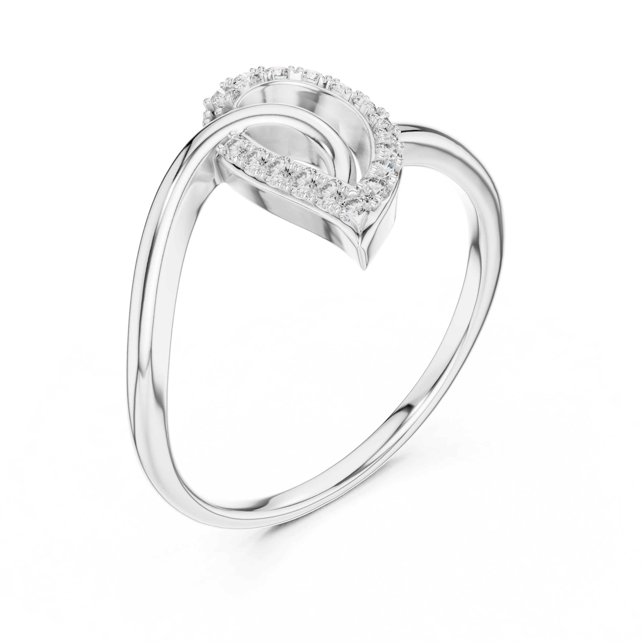 Open Heart Pavé Diamond Twist Ring