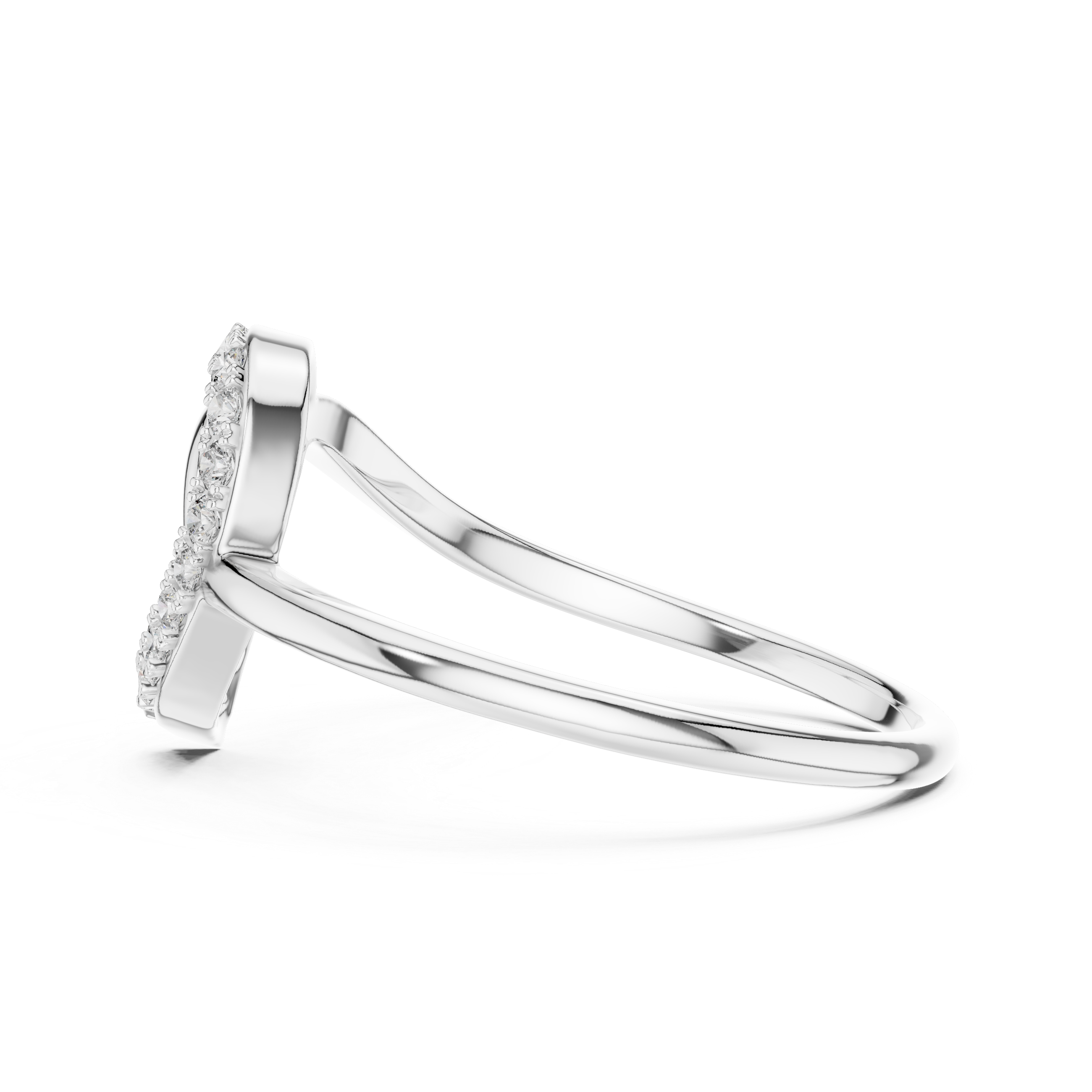 Open Heart Pavé Diamond Twist Ring