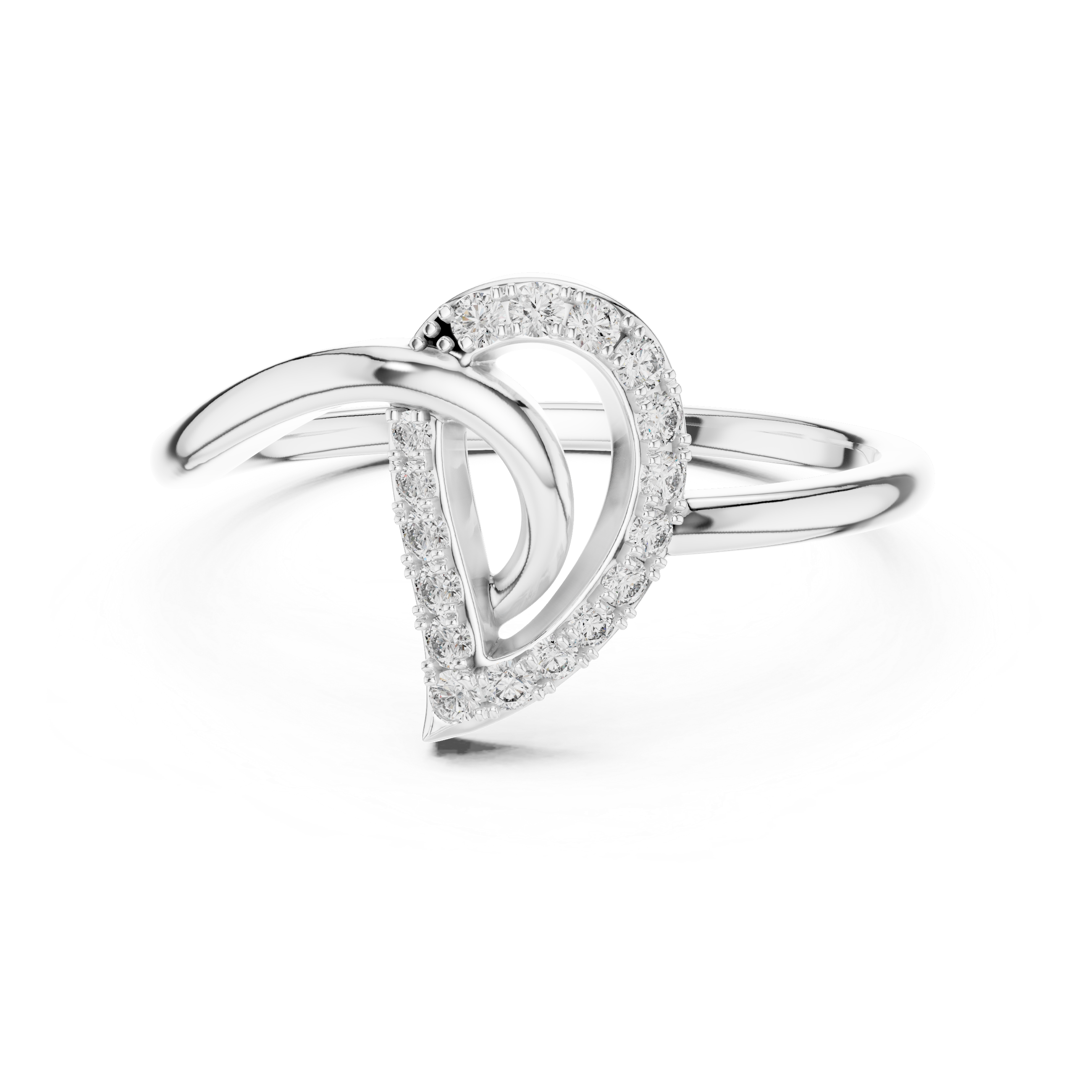 Open Heart Pavé Diamond Twist Ring