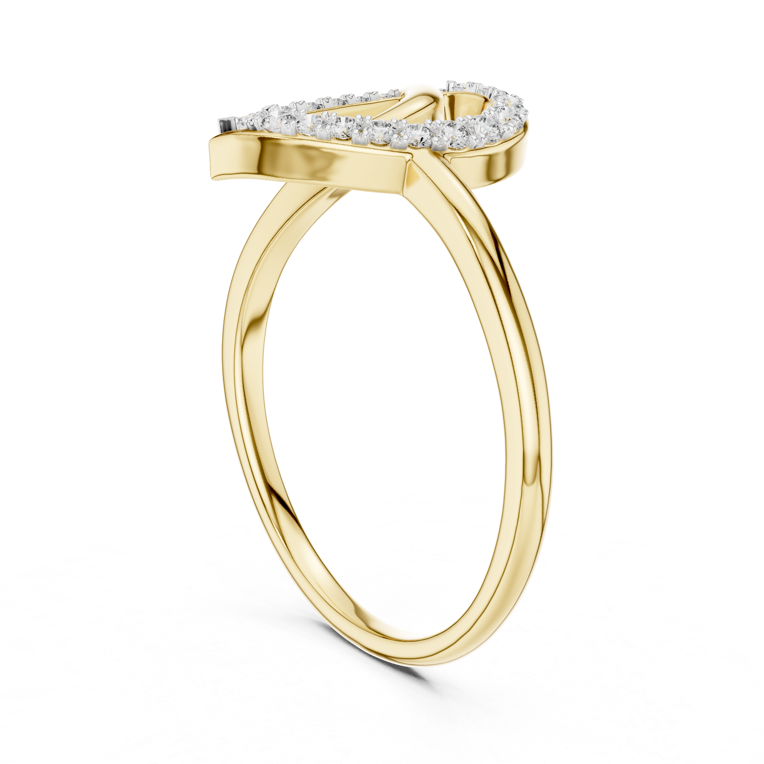 Open Heart Pavé Diamond Twist Ring