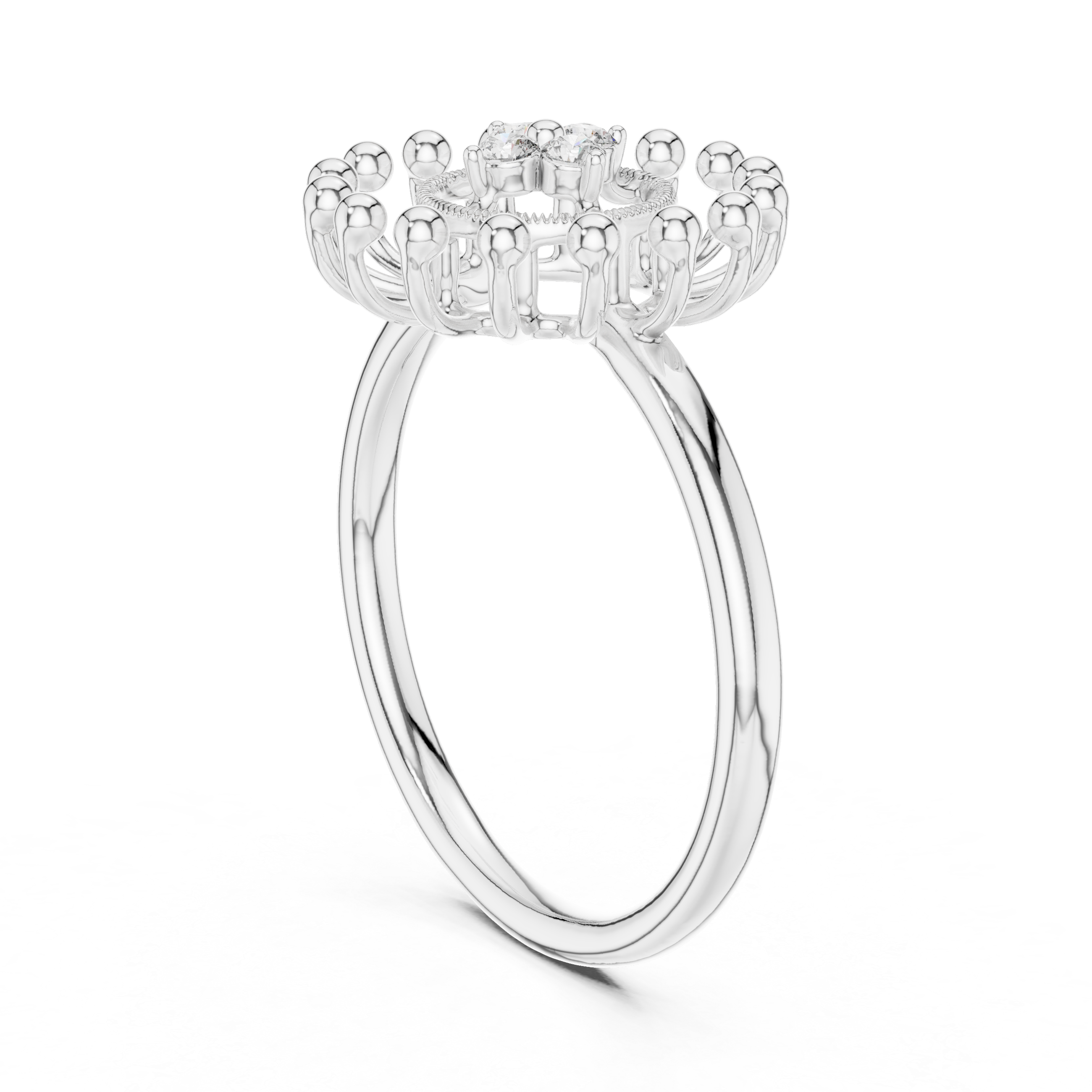 Sunburst Diamond Halo Ring