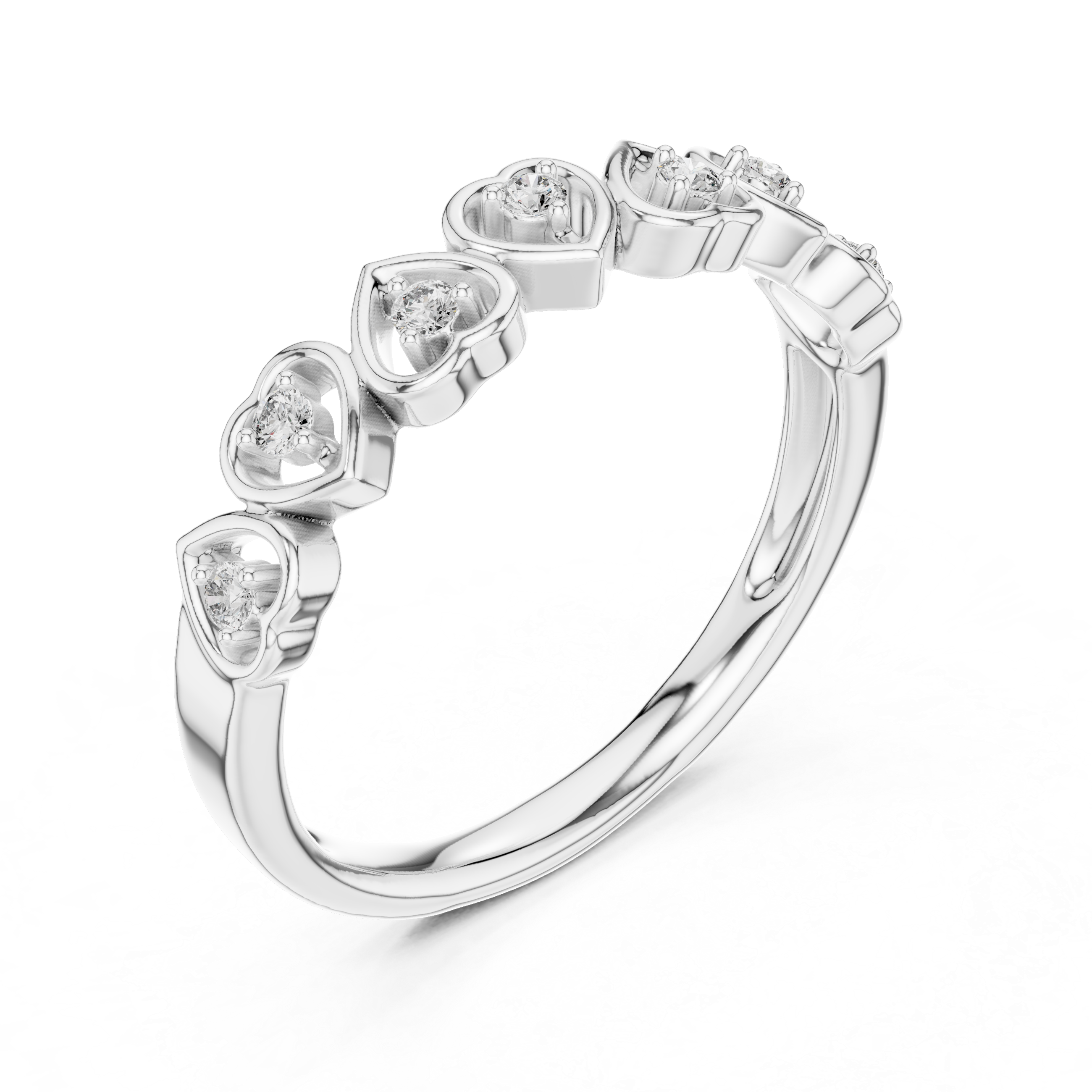 Diamond Heart Eternity Style Ring