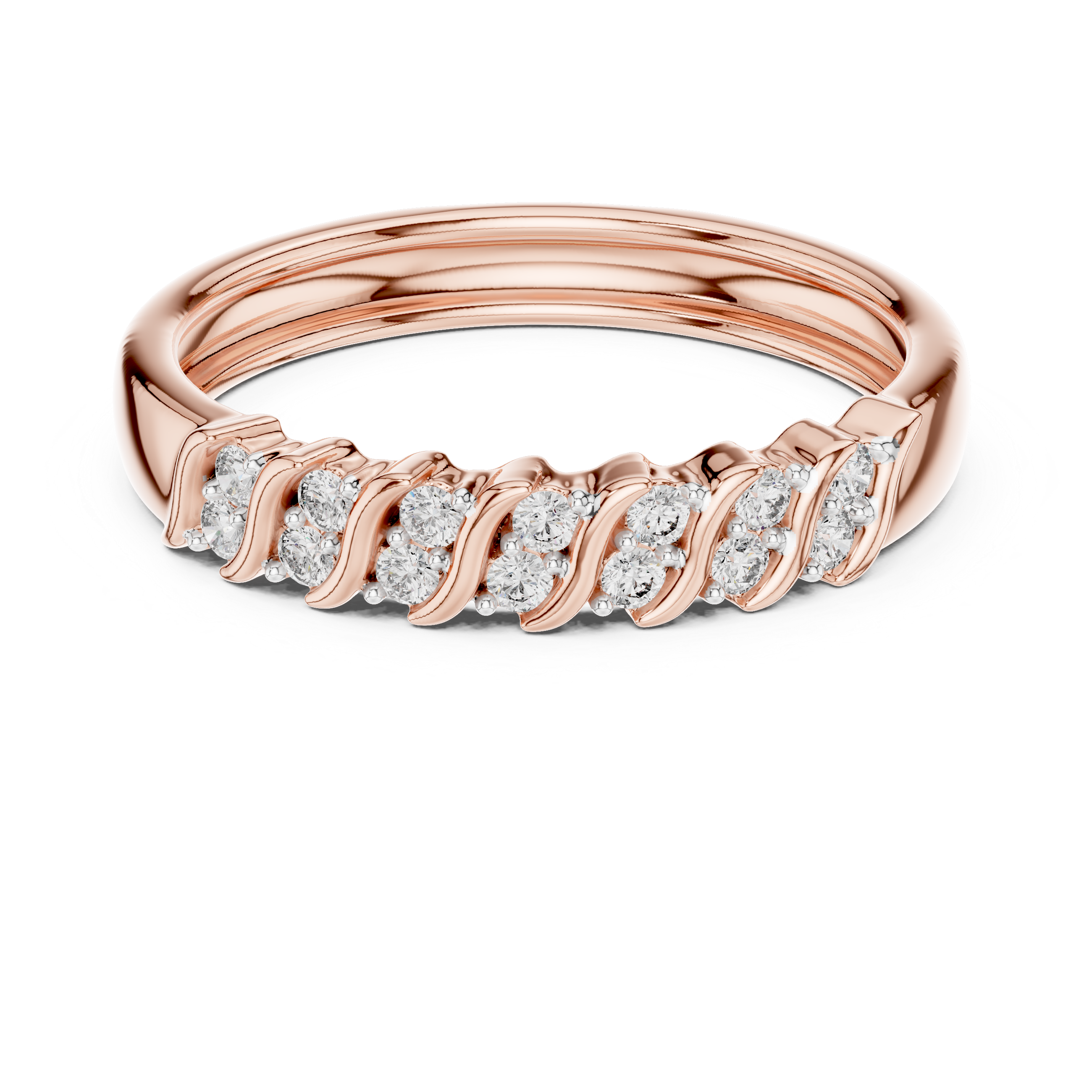 Diamond Wave Pattern Band Ring