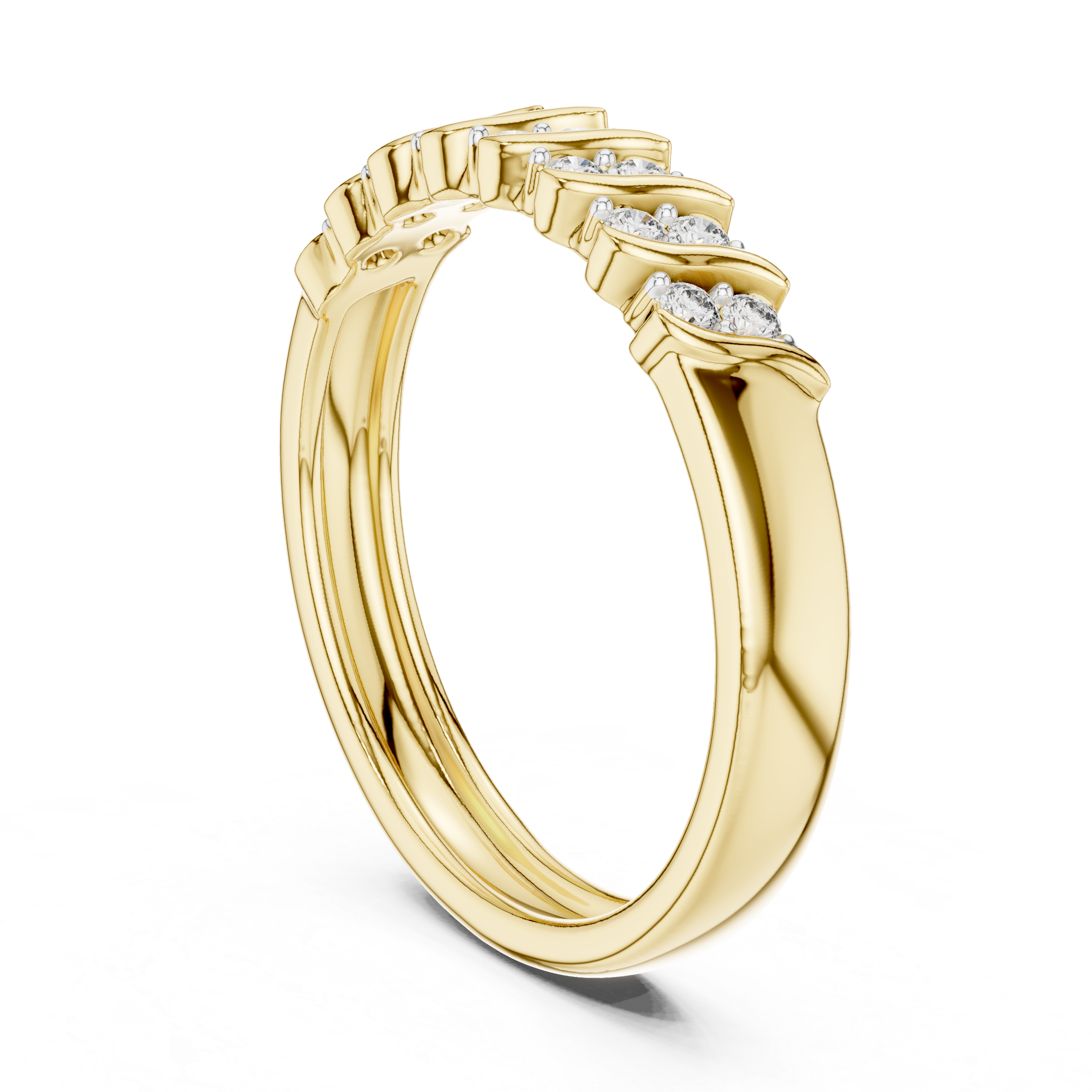 Diamond Wave Pattern Band Ring