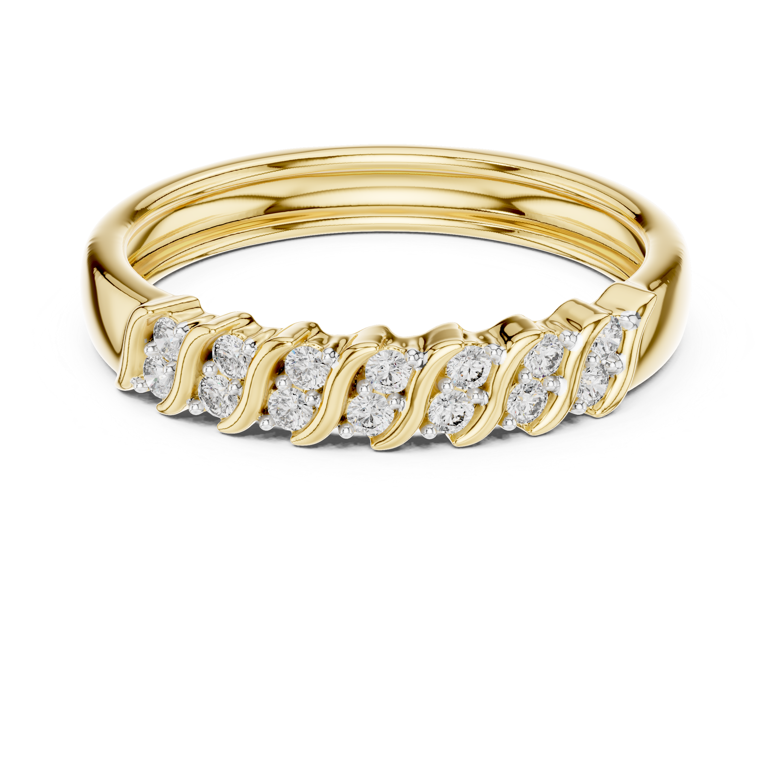 Diamond Wave Pattern Band Ring