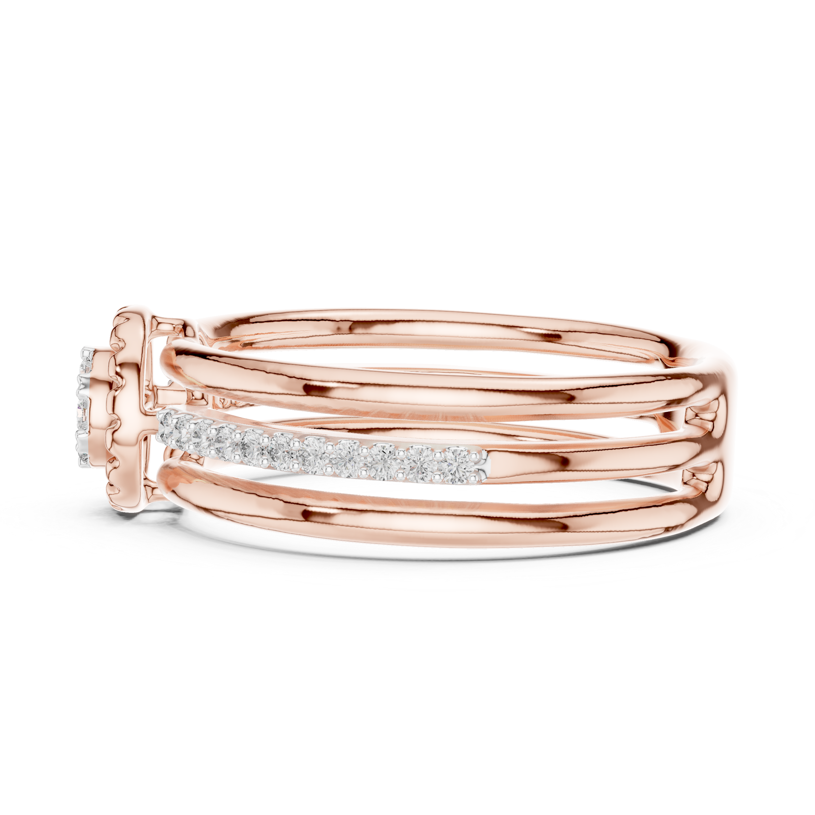 Diamond Halo Split Band Ring