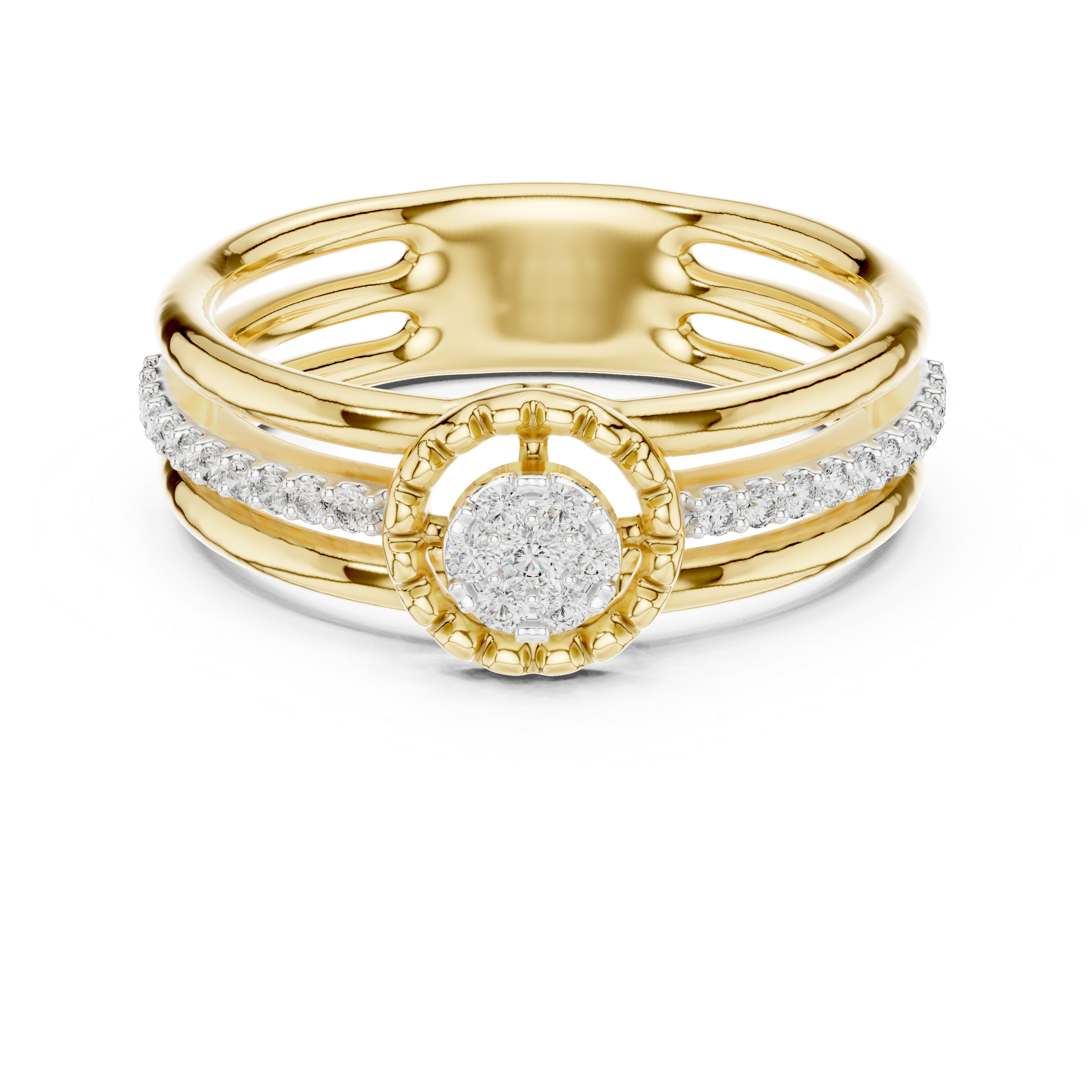 Diamond Halo Split Band Ring