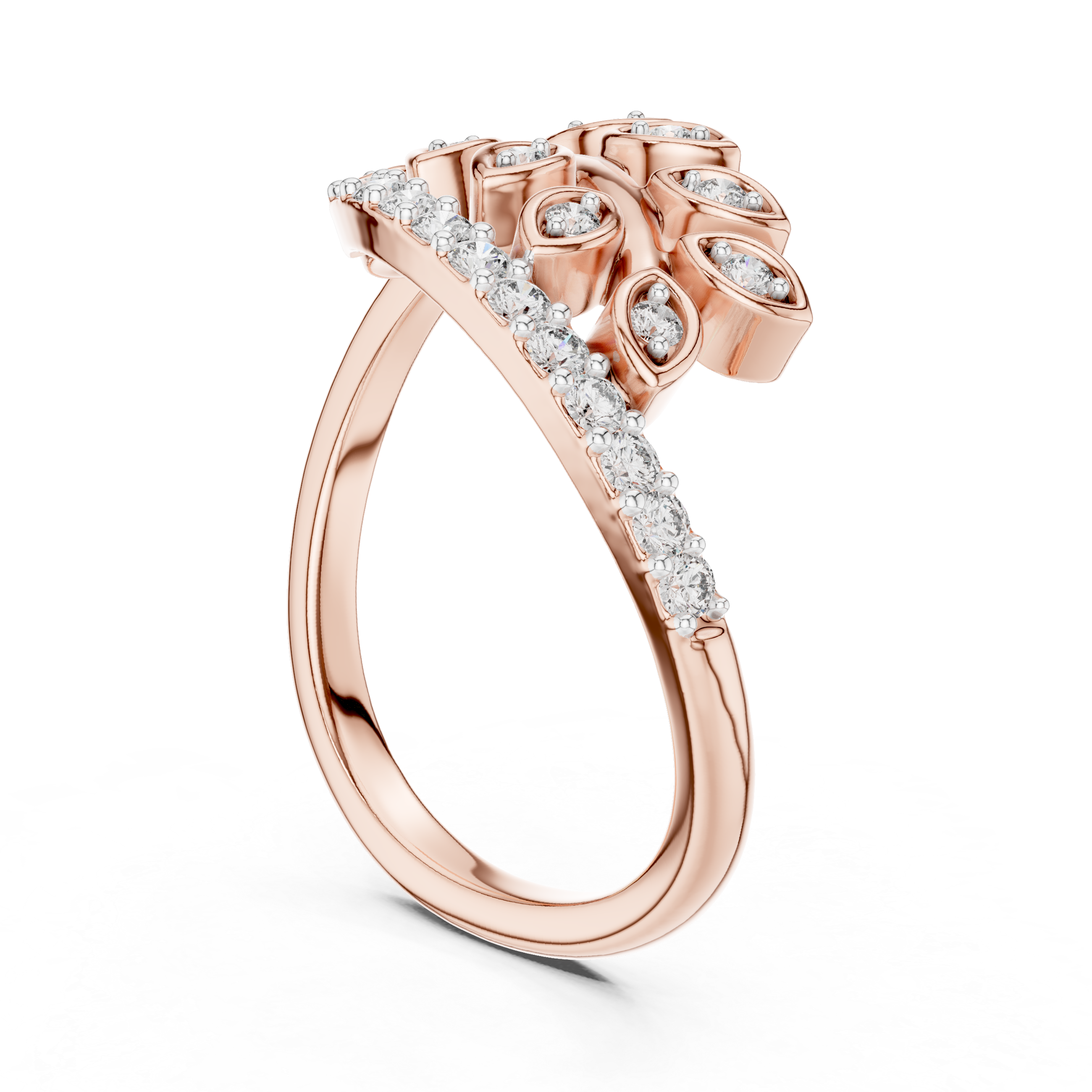 Diamond Leaf Wrap Ring