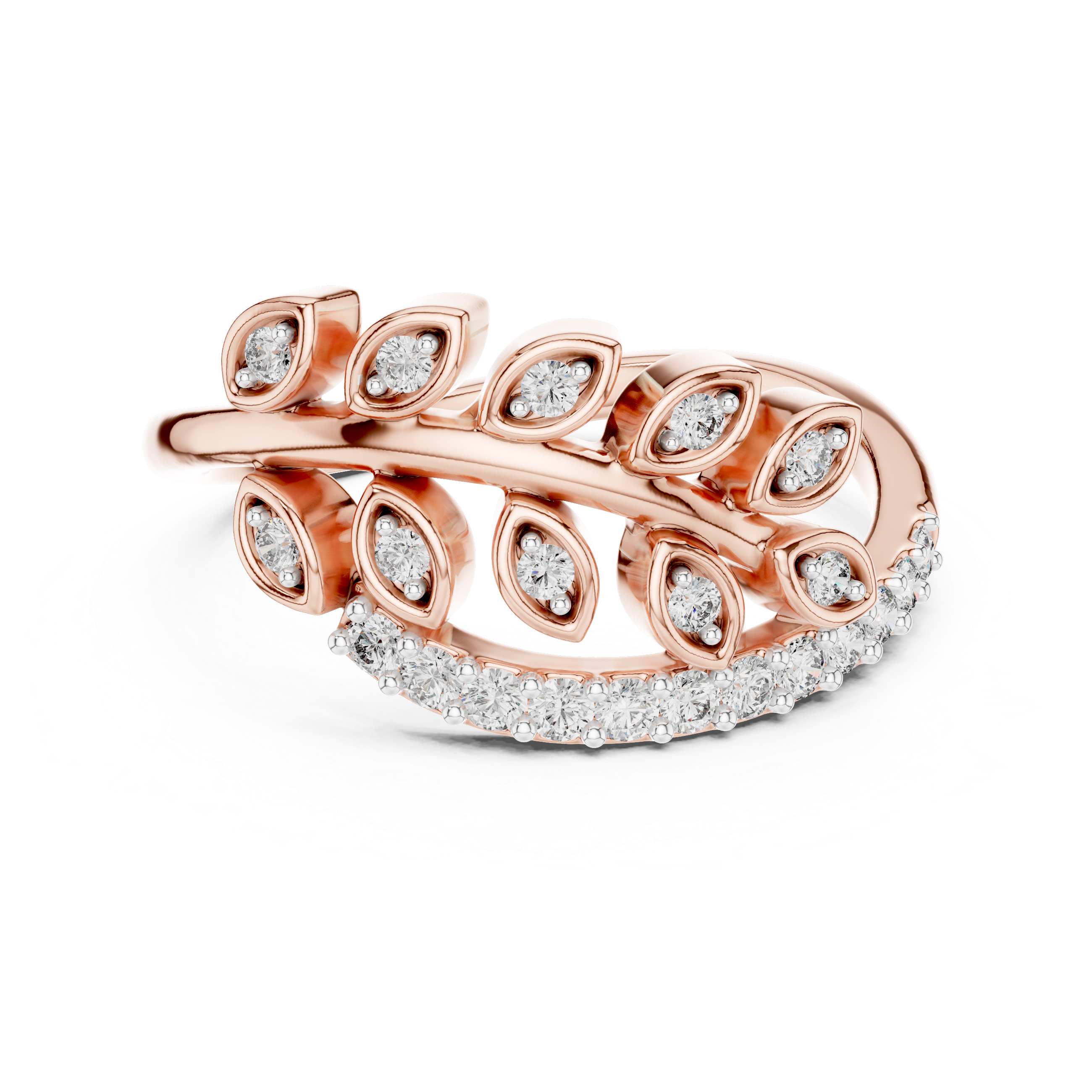 Diamond Leaf Wrap Ring