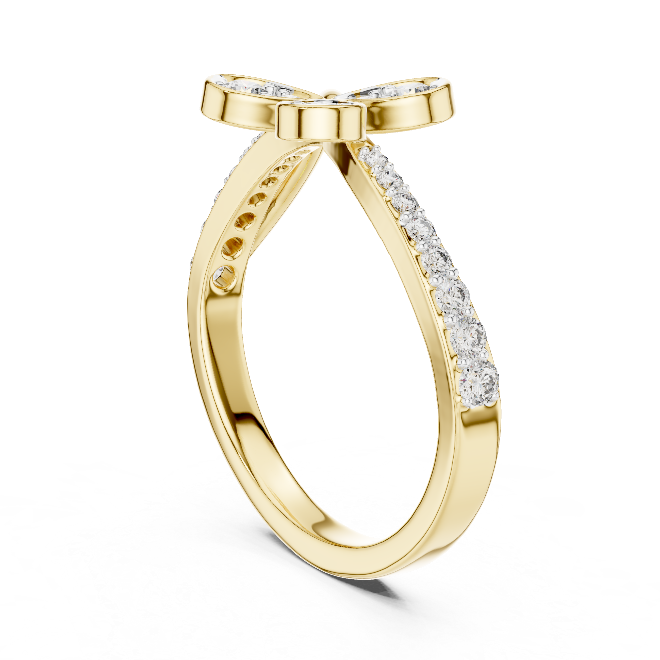 Triple Petal Diamond Bypass Ring