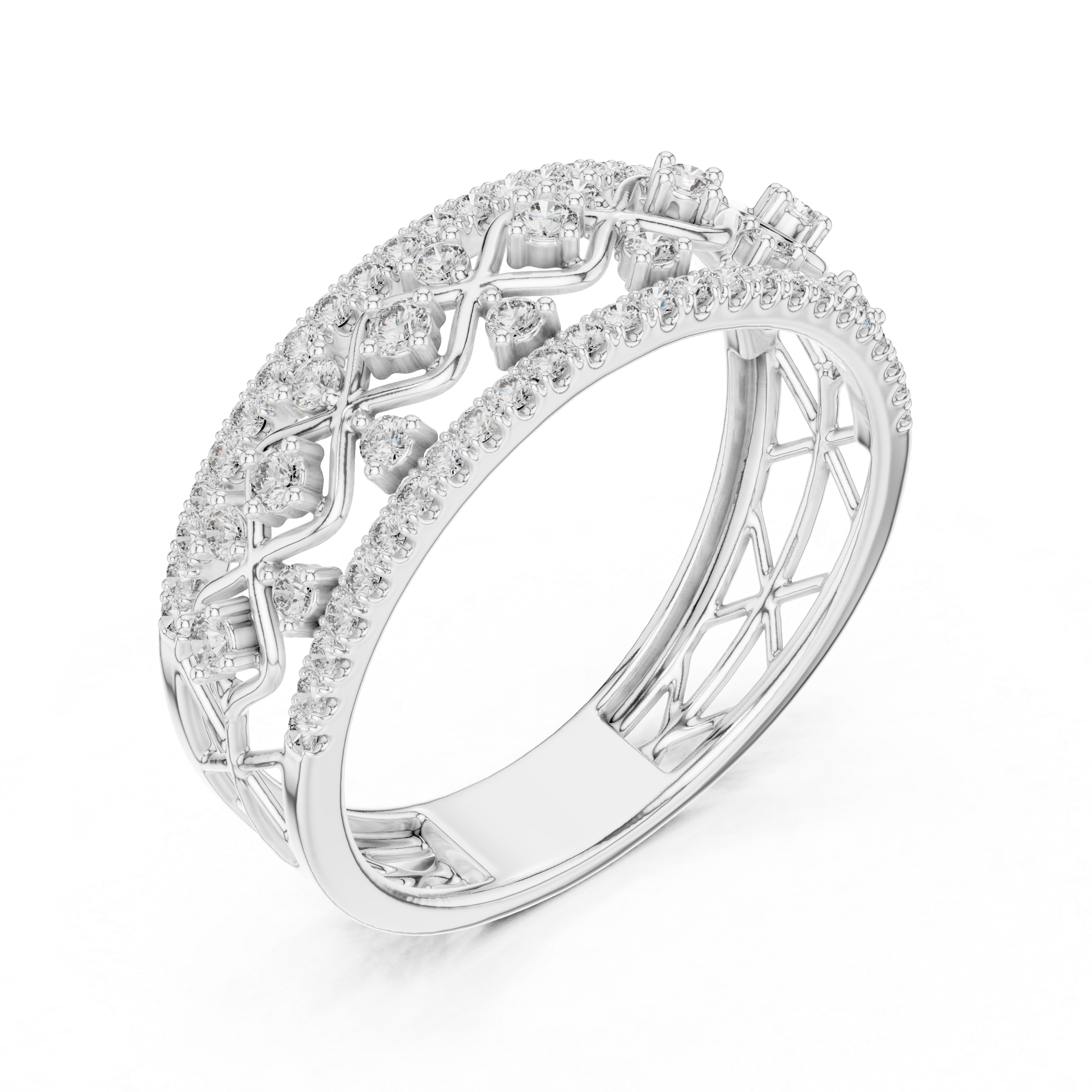Vintage Infinity Diamond Multi-Row Band Ring