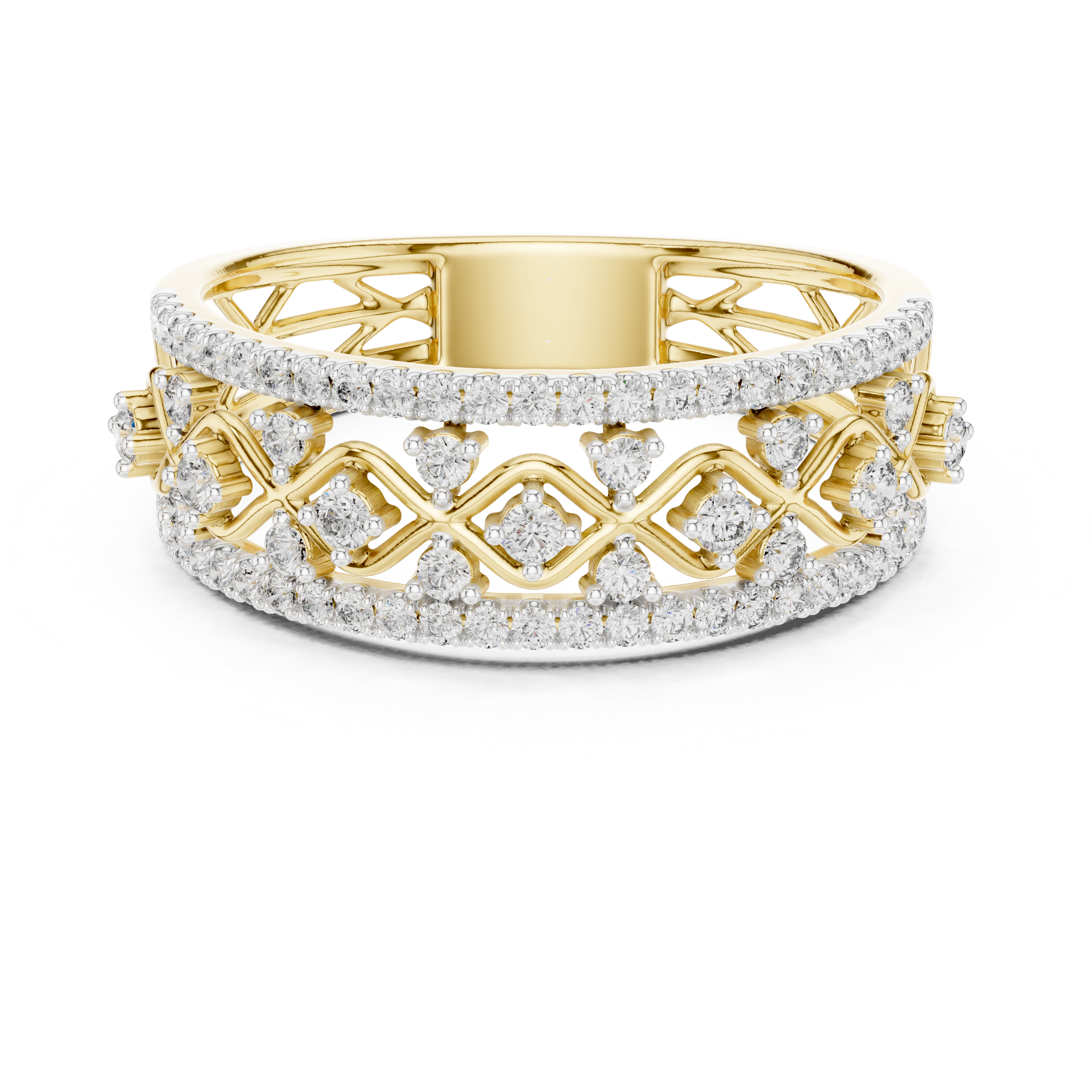 Vintage Infinity Diamond Multi-Row Band Ring