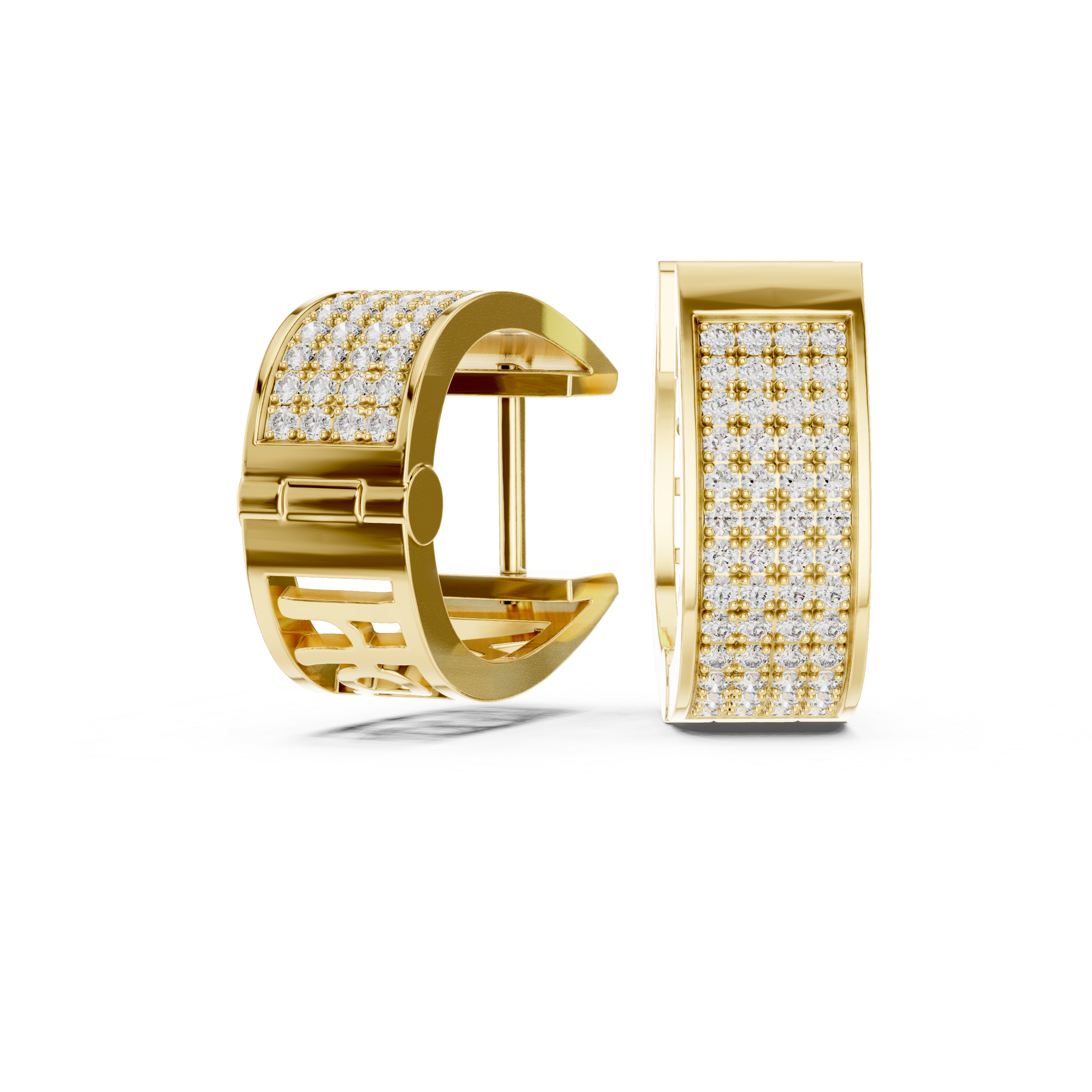 Luxury Wide Pavé Diamond Hoop Earrings