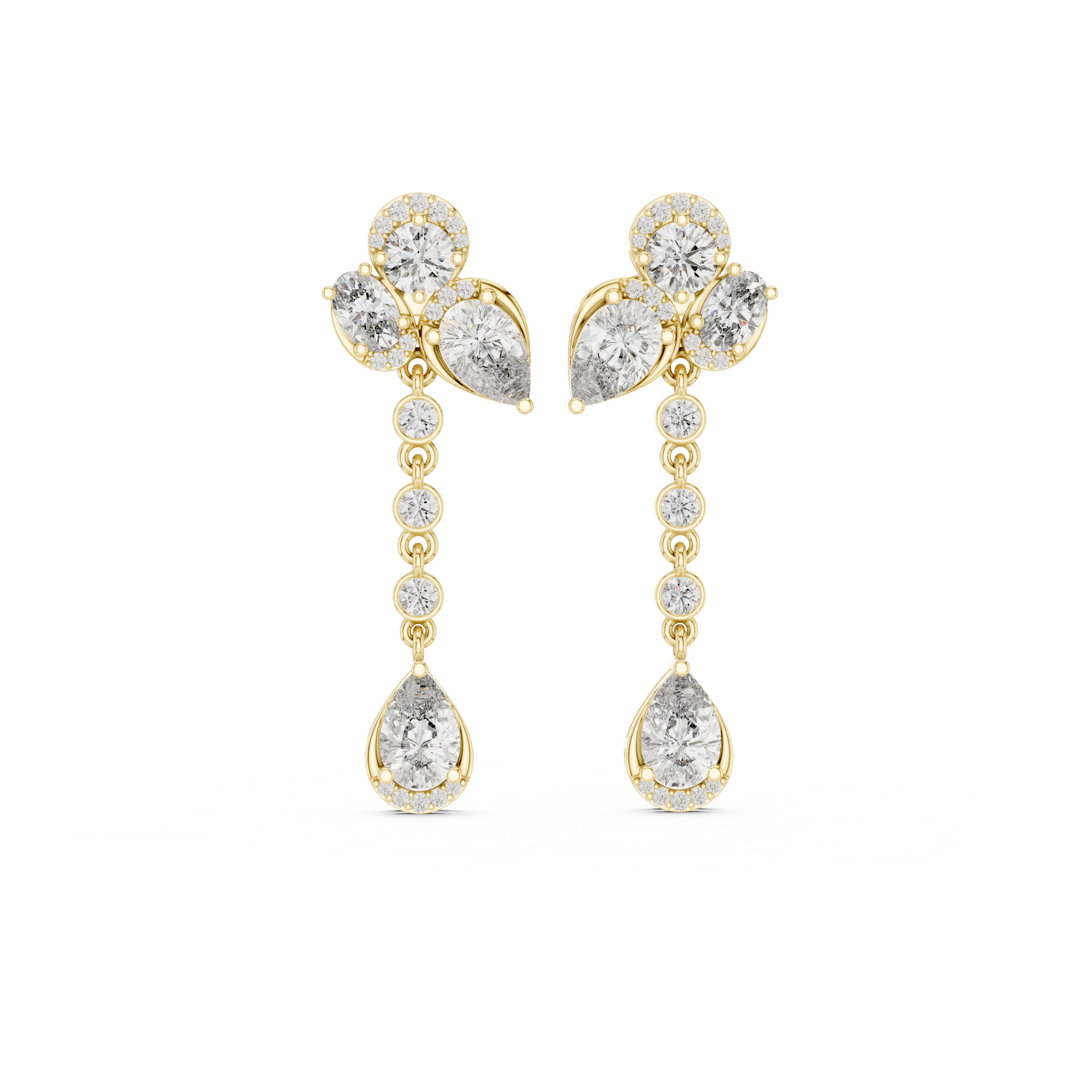 Luxury Multi-Stone Diamond Drop Earrings with Pear Cut Dangle
