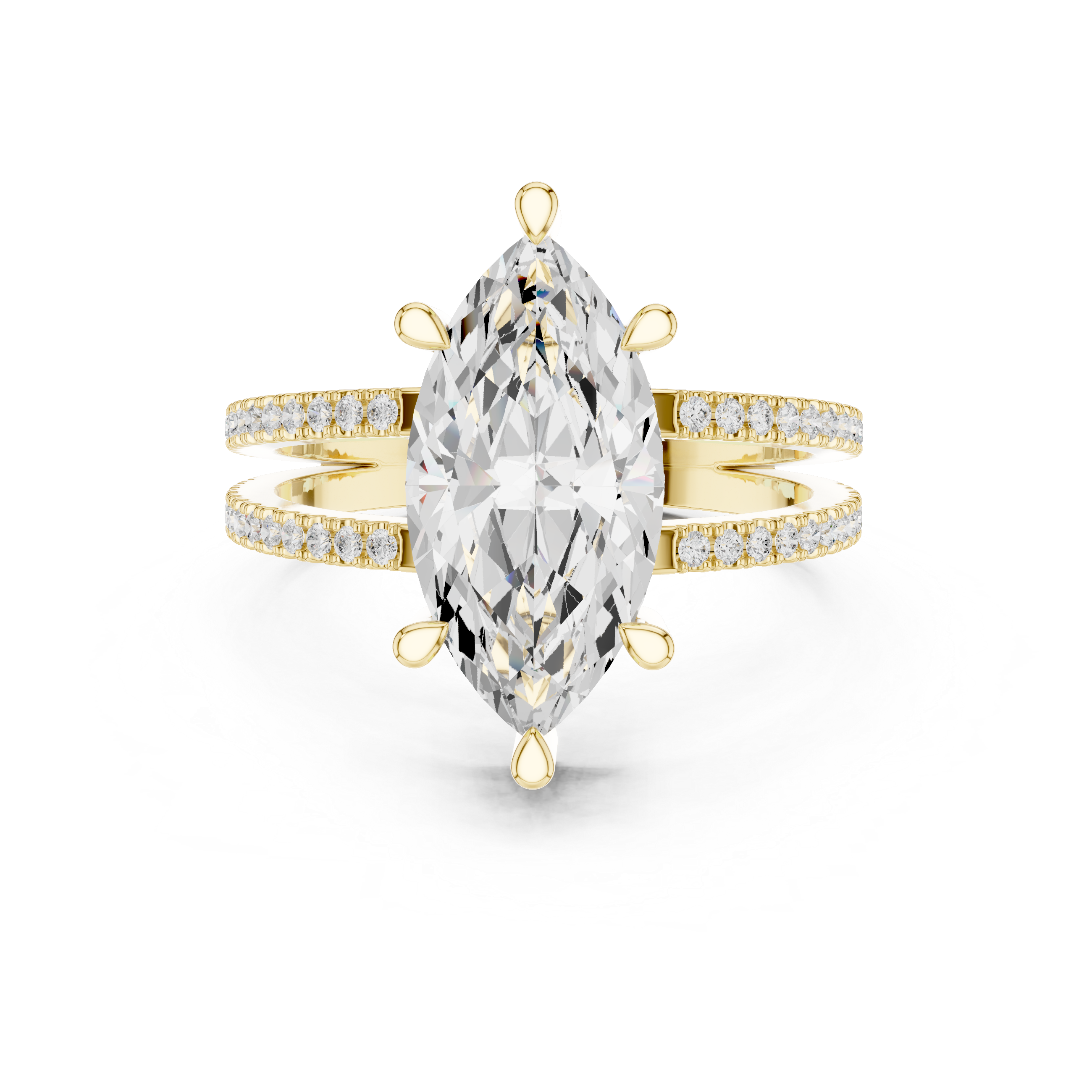 Marquise Cut Double Band Pavé Engagement Ring