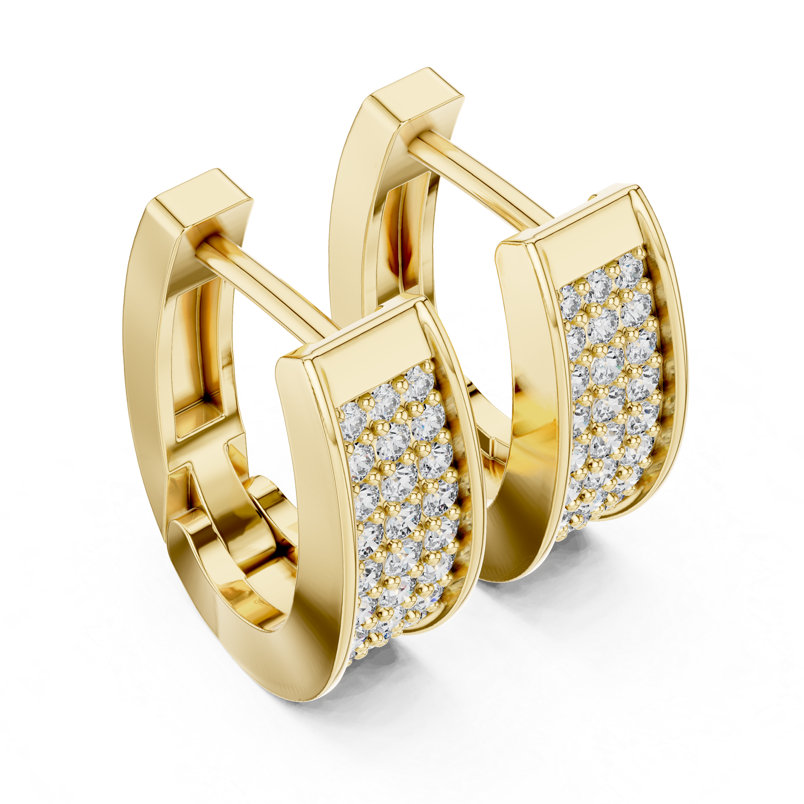 Luxury Multi-Row Pavé Diamond Huggie Earrings