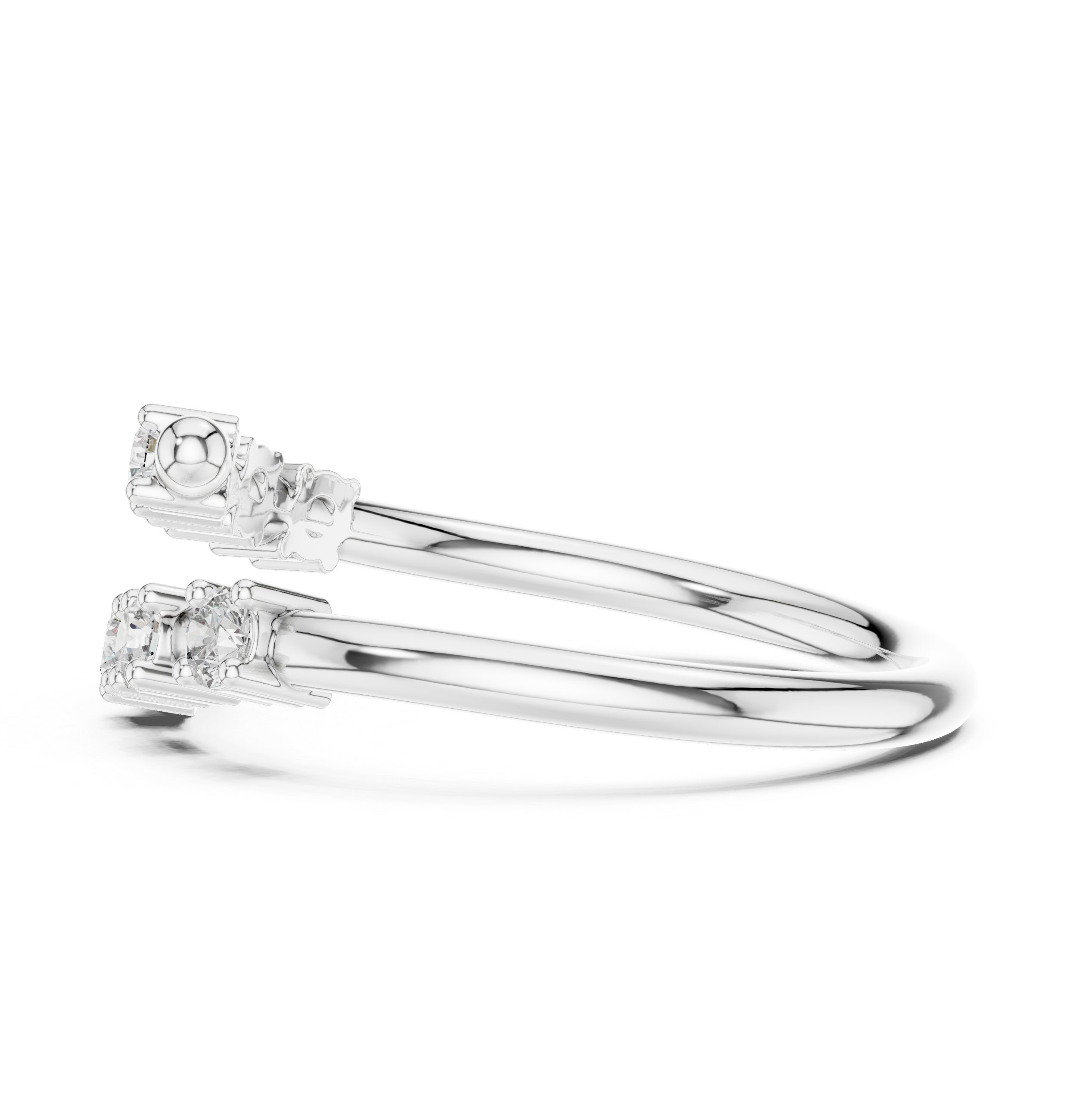 Open Wrap Diamond Bypass Ring with Round Brilliant Stones