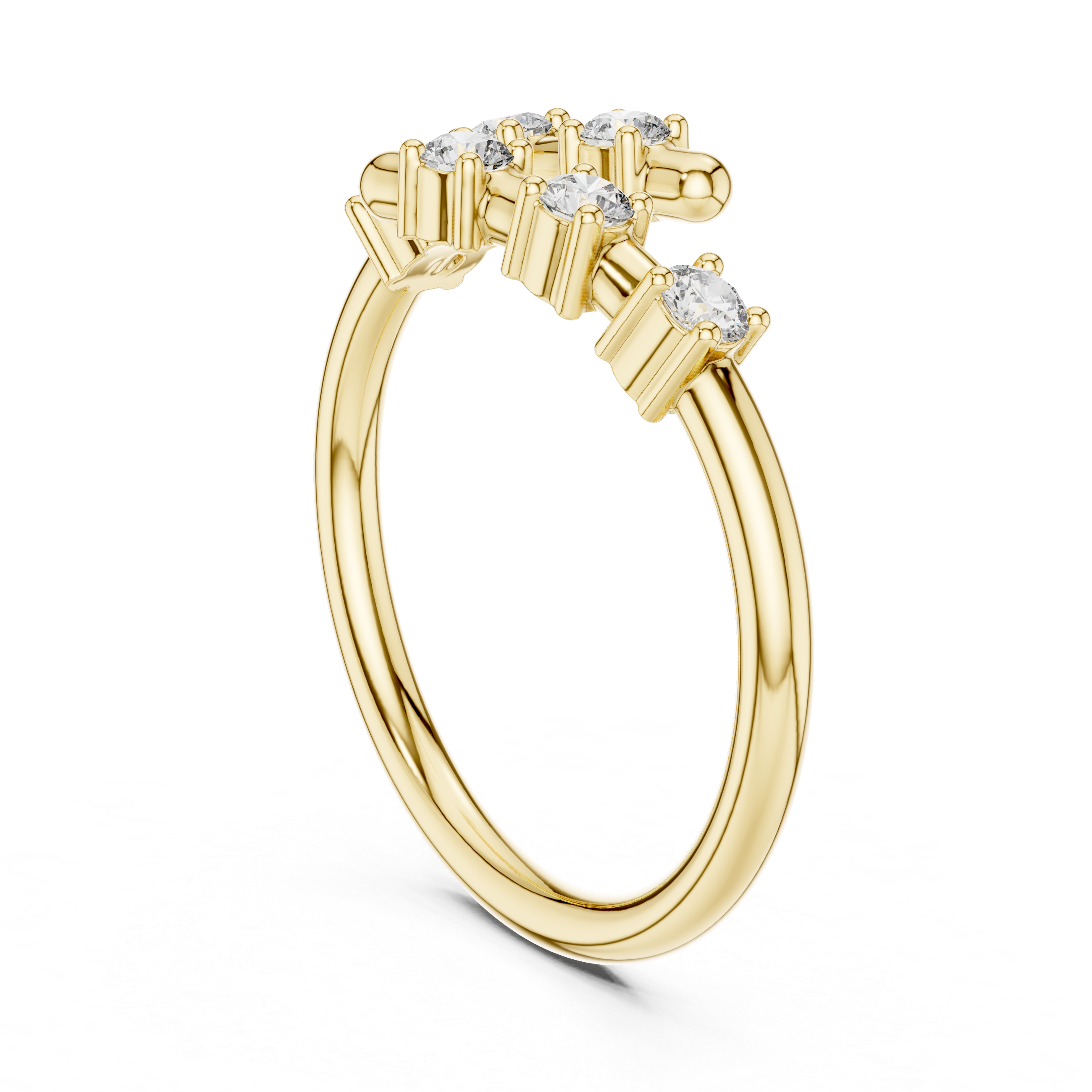 Open Wrap Diamond Bypass Ring with Round Brilliant Stones