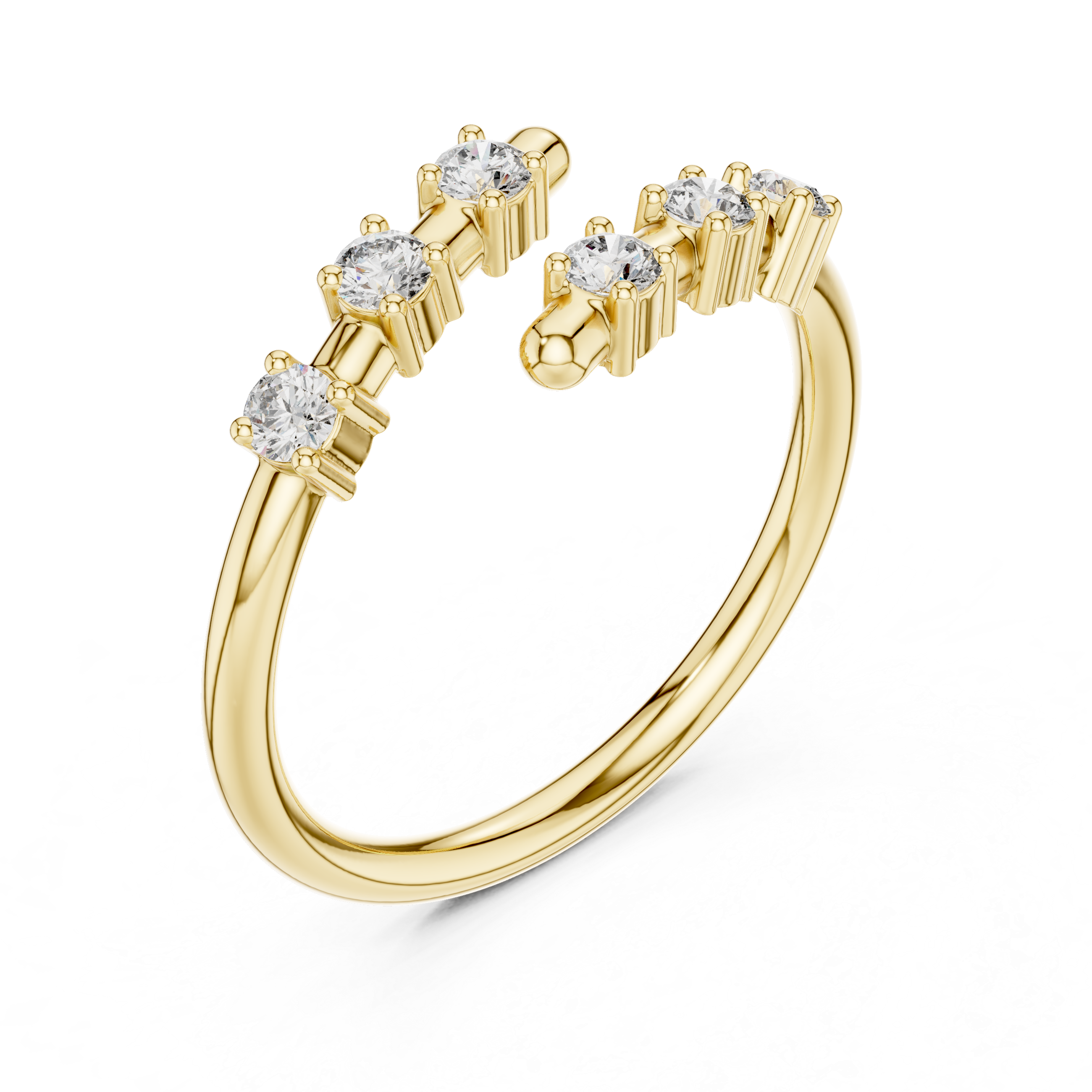 Open Wrap Diamond Bypass Ring with Round Brilliant Stones