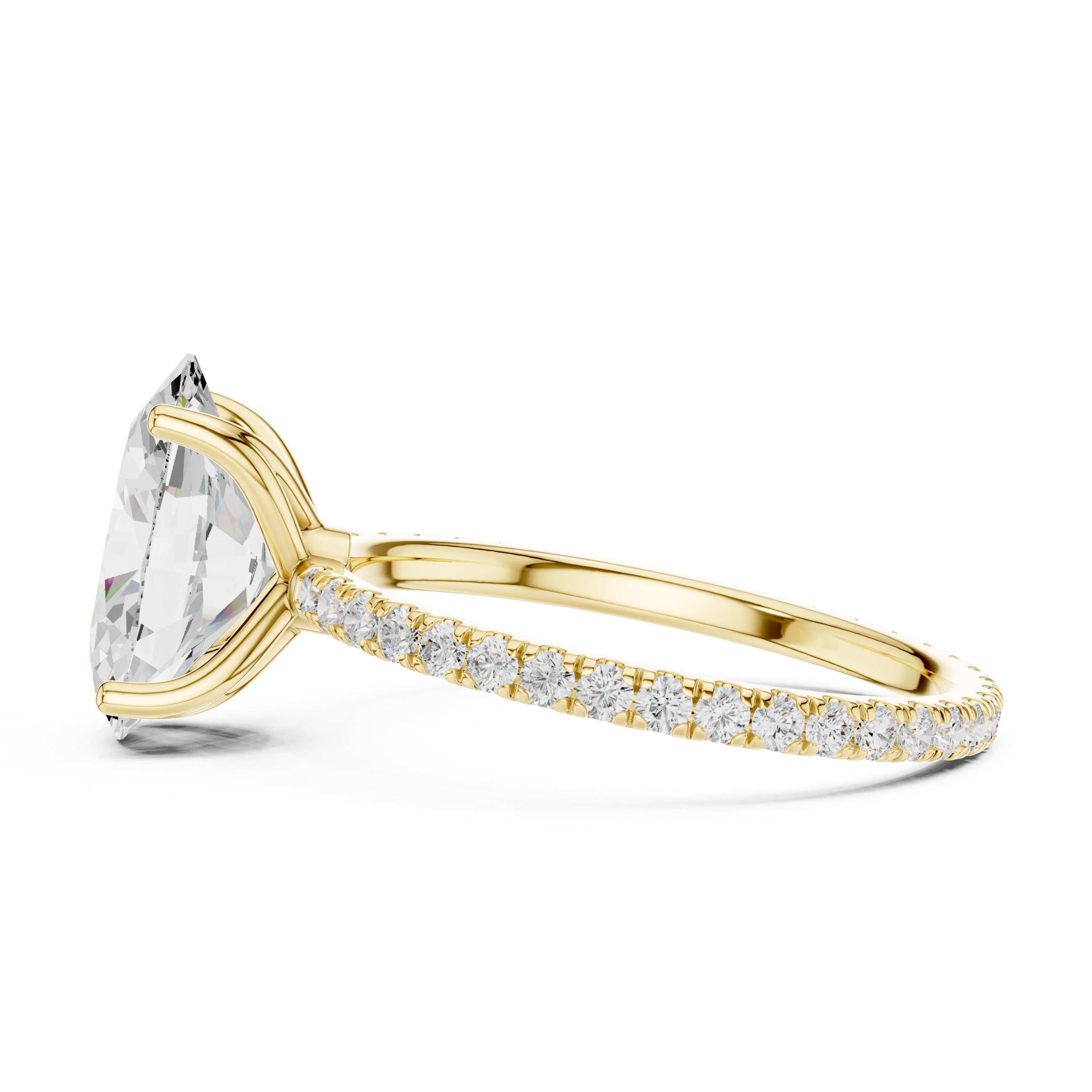 Oval Cut Solitaire Engagement Ring with Pavé Diamond Band