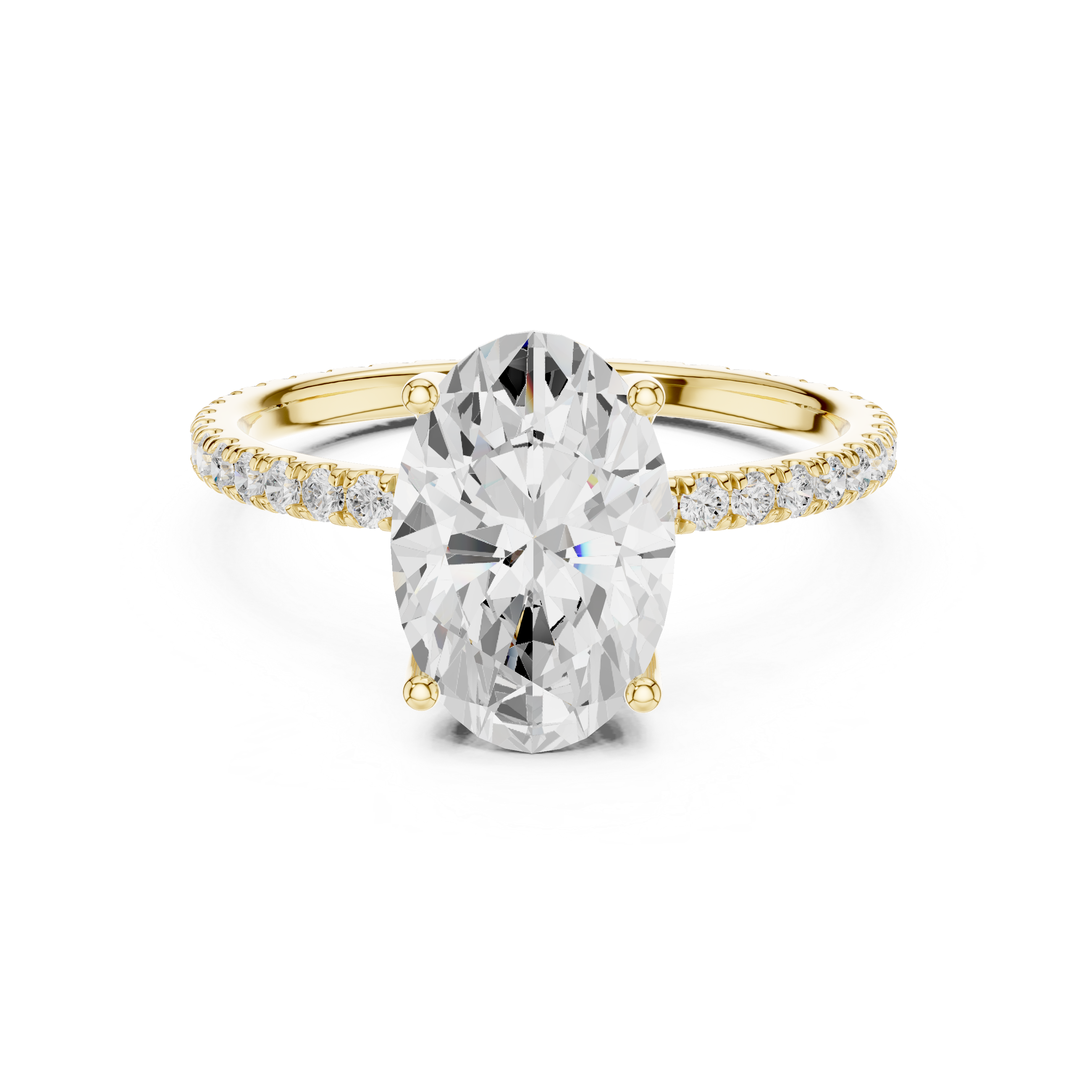 Oval Cut Solitaire Engagement Ring with Pavé Diamond Band