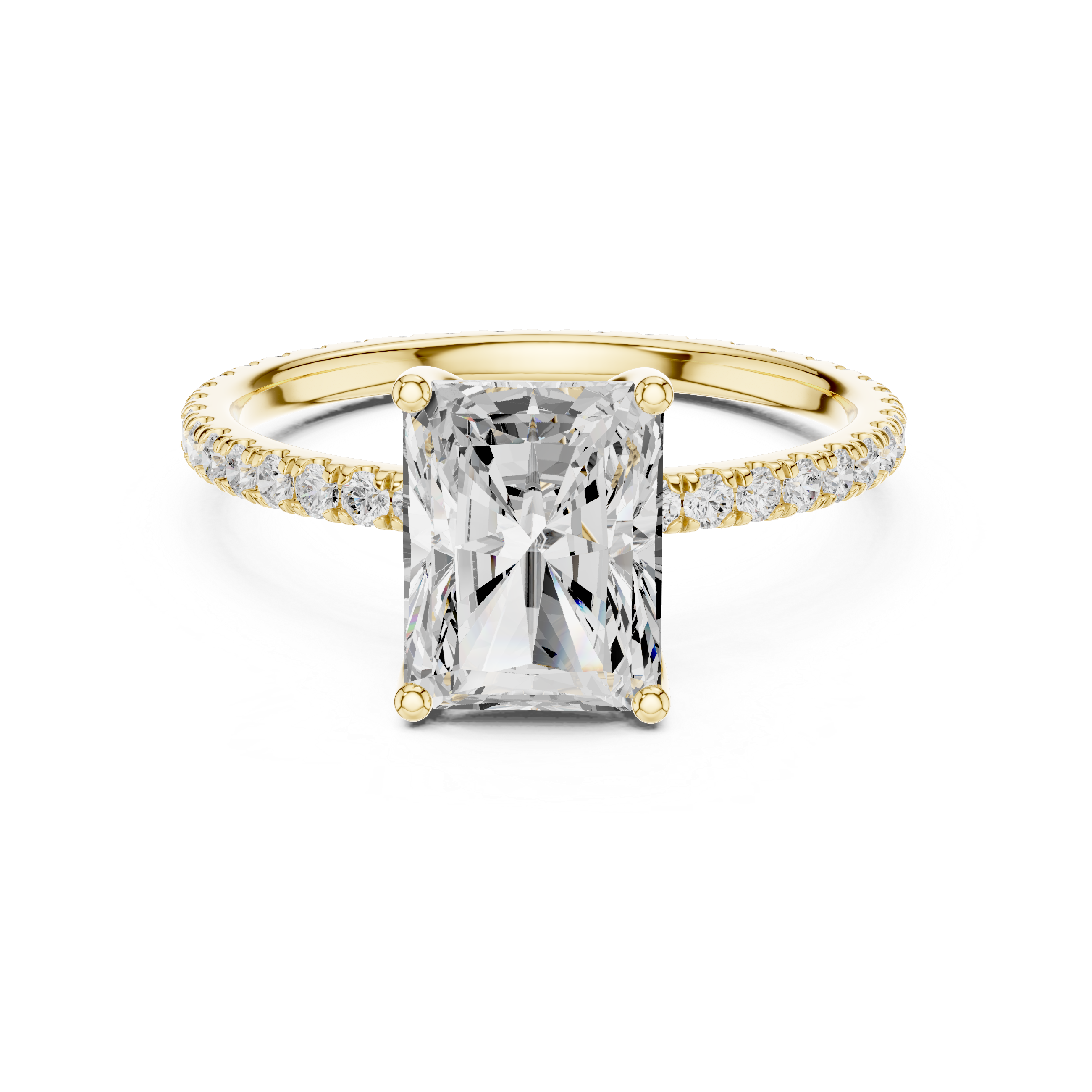 Radiant Cut Solitaire Engagement Ring with Pavé Diamond Band