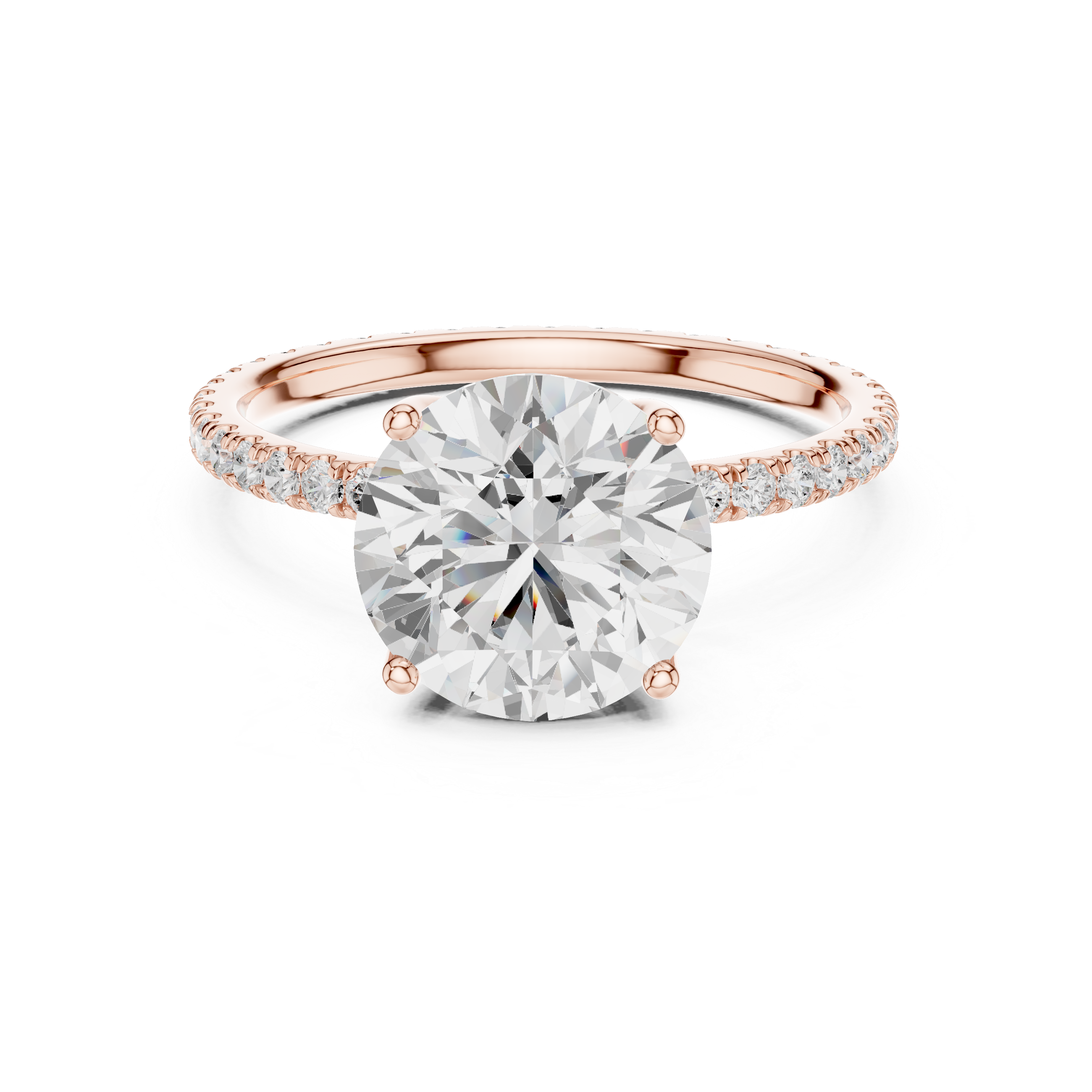 Round Brilliant Solitaire Engagement Ring with Pavé Diamond Band