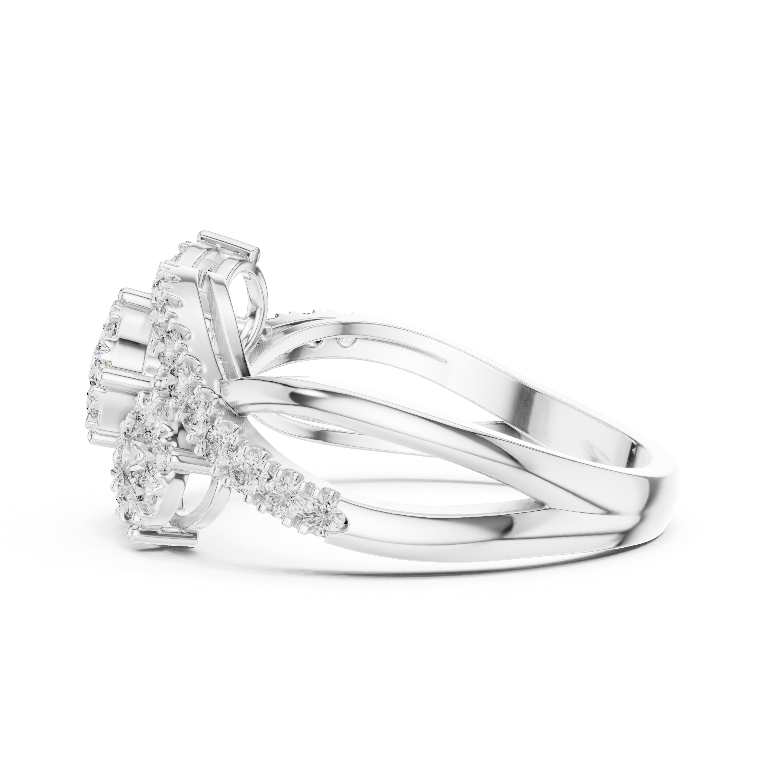 Triple Diamond Cluster Infinity Wave Ring