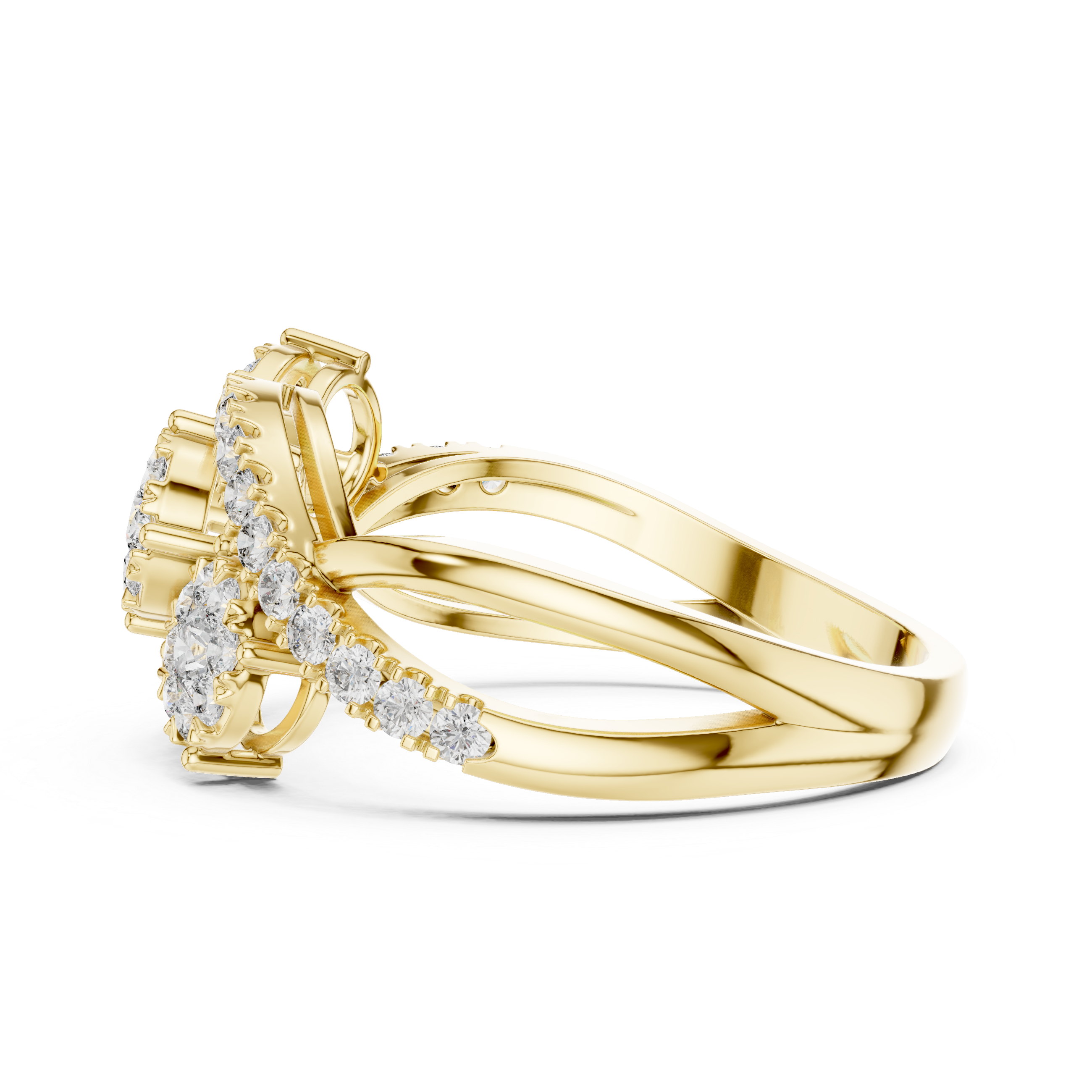 Triple Diamond Cluster Infinity Wave Ring