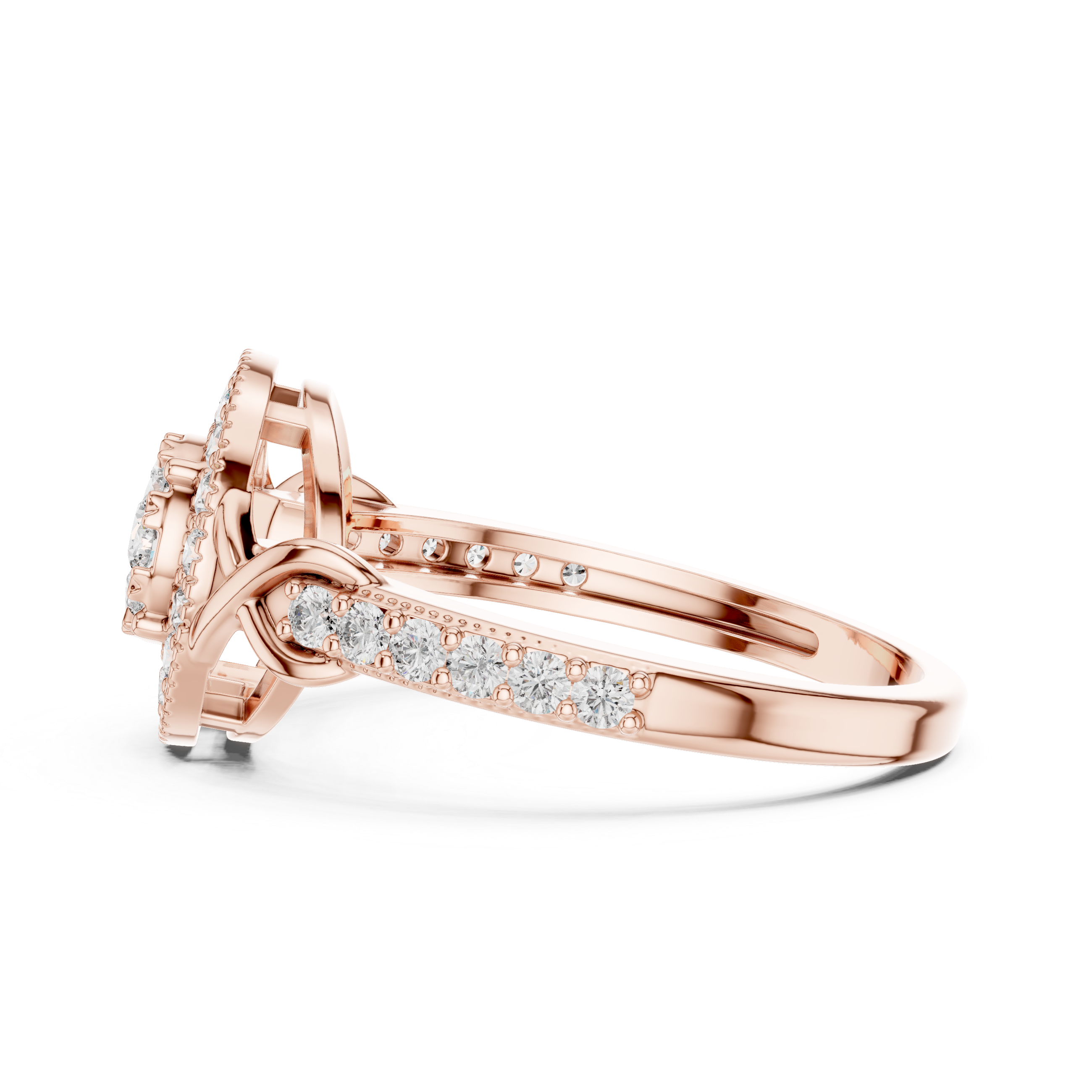Vintage Halo Floral Cluster Diamond Ring with Milgrain Detail