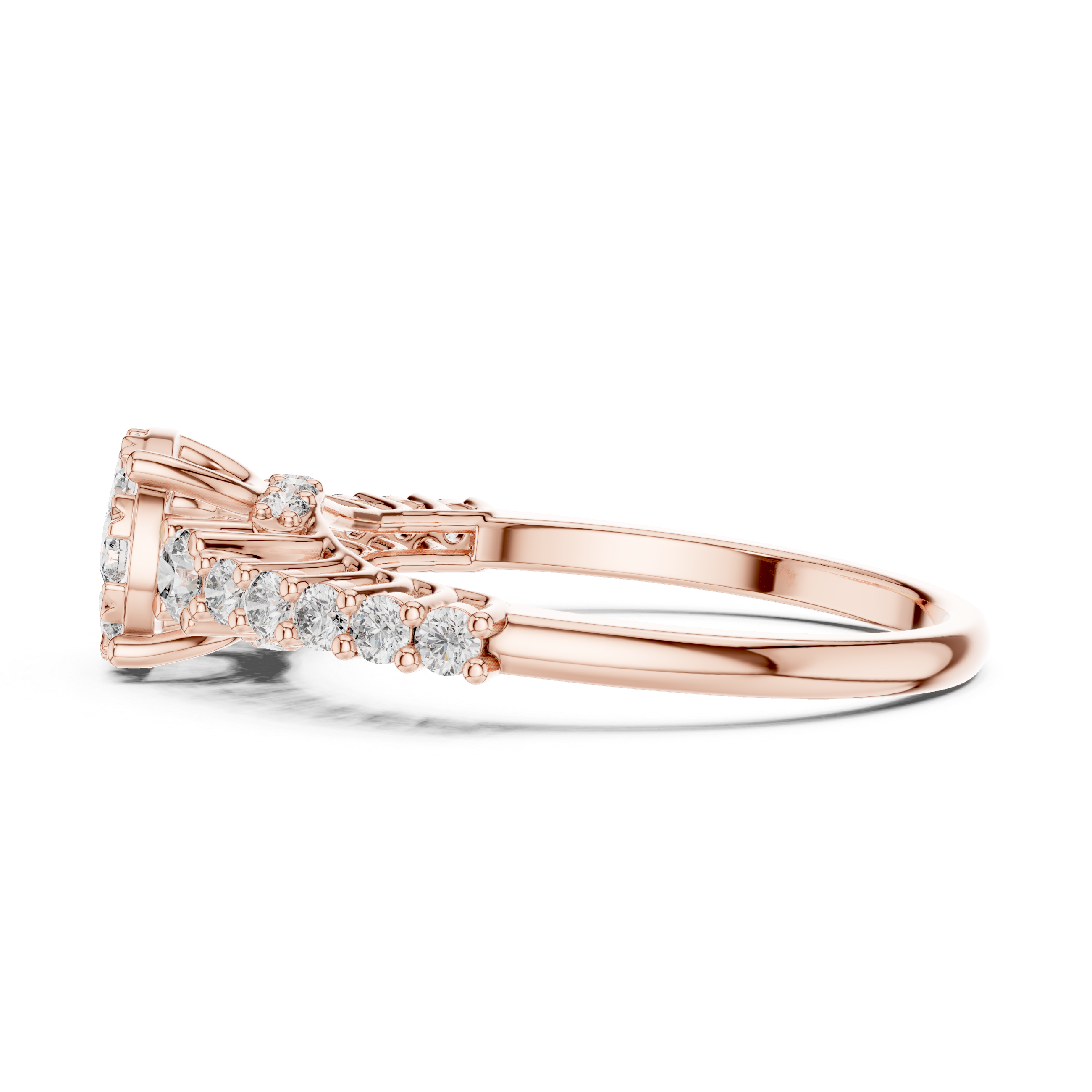 Floral Cluster Diamond Ring with Graduated Side Stones