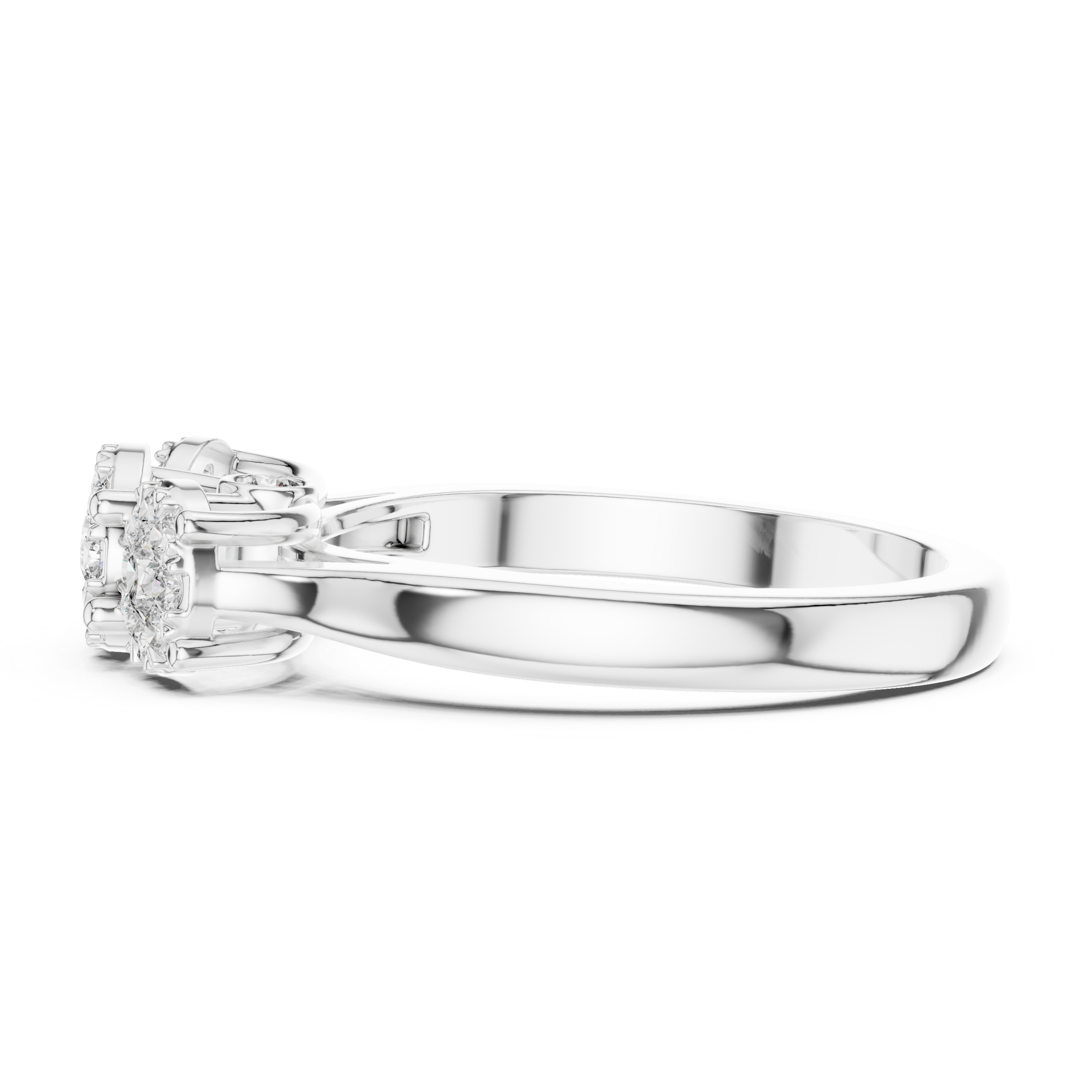 Three Stone Diamond Cluster Ring – Classic Trilogy Engagement Ring in Yellow Gold