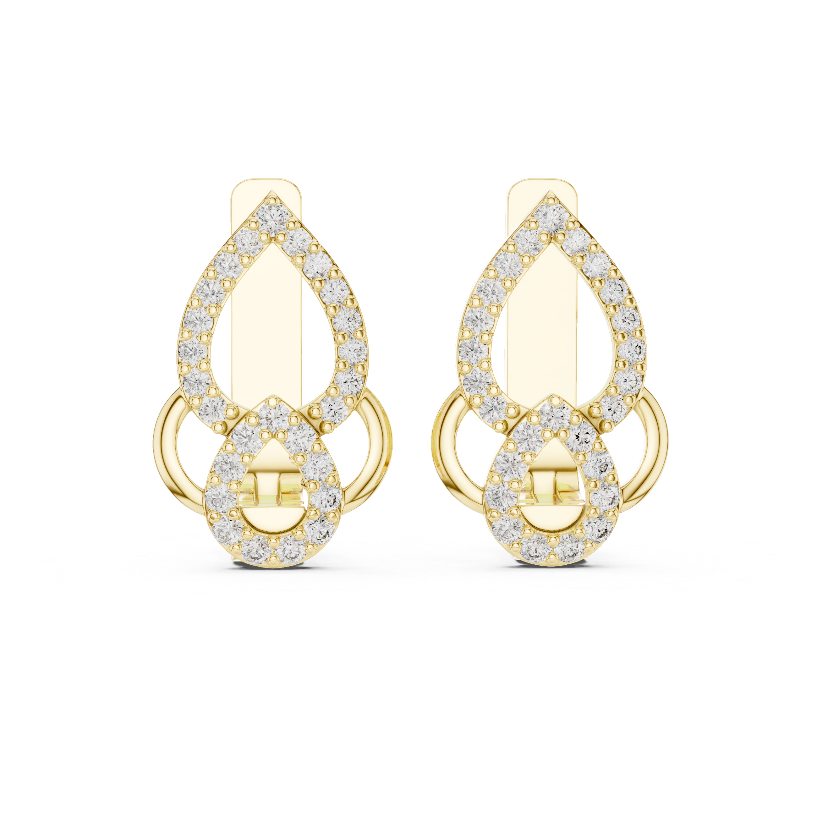 Double Teardrop Diamond Hoop Earrings