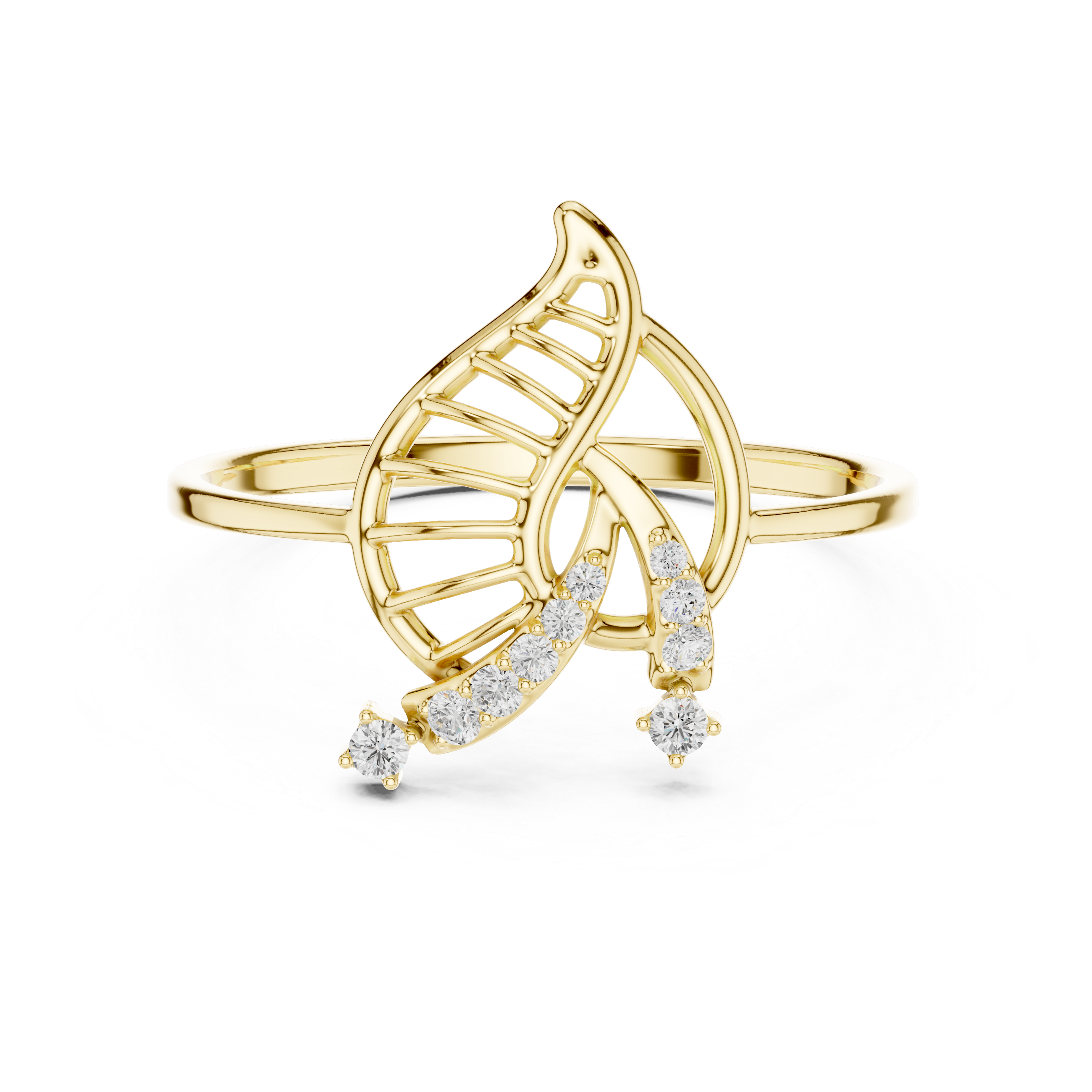 Luxury Leaf Diamond Ring