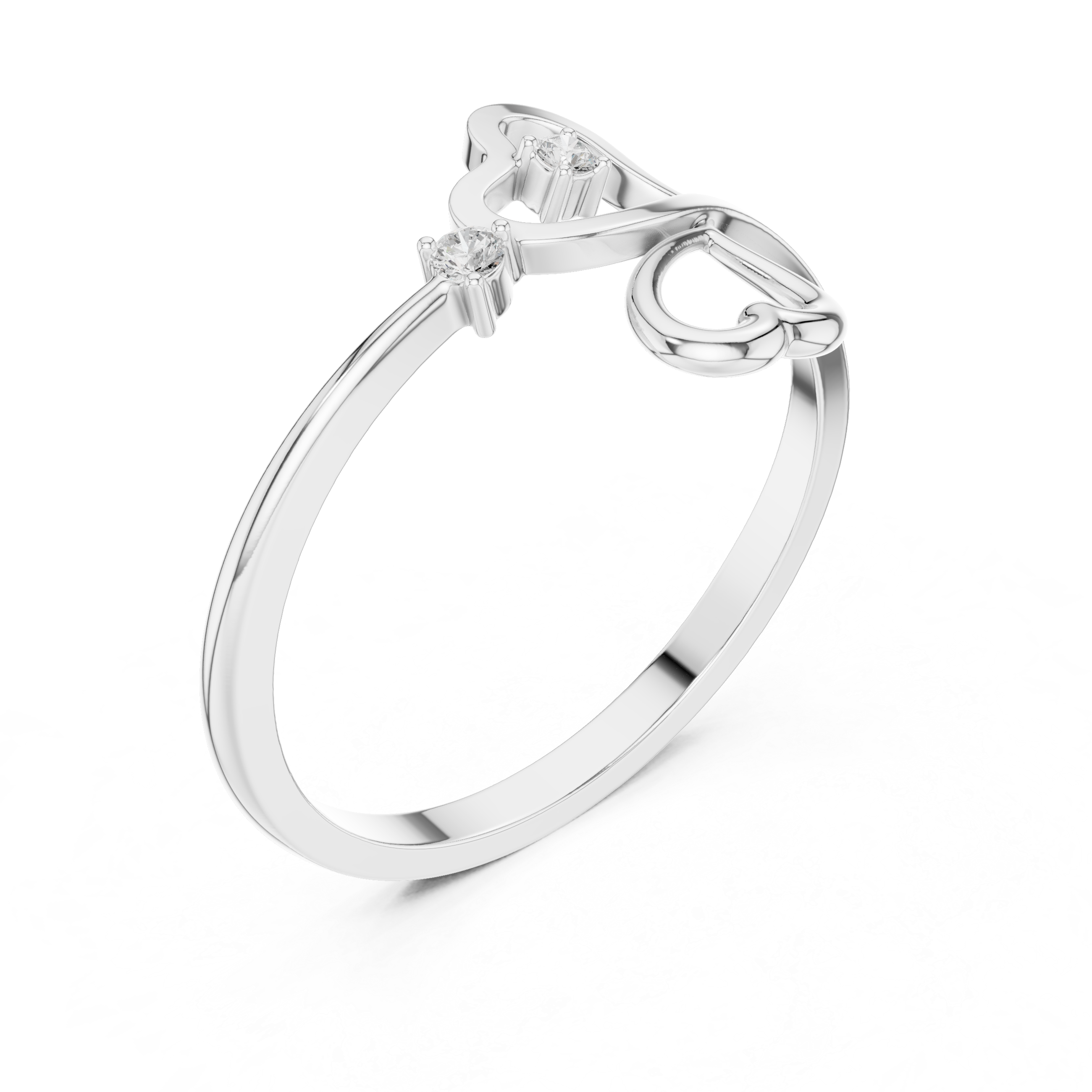 Luxury Double Heart Diamond Ring