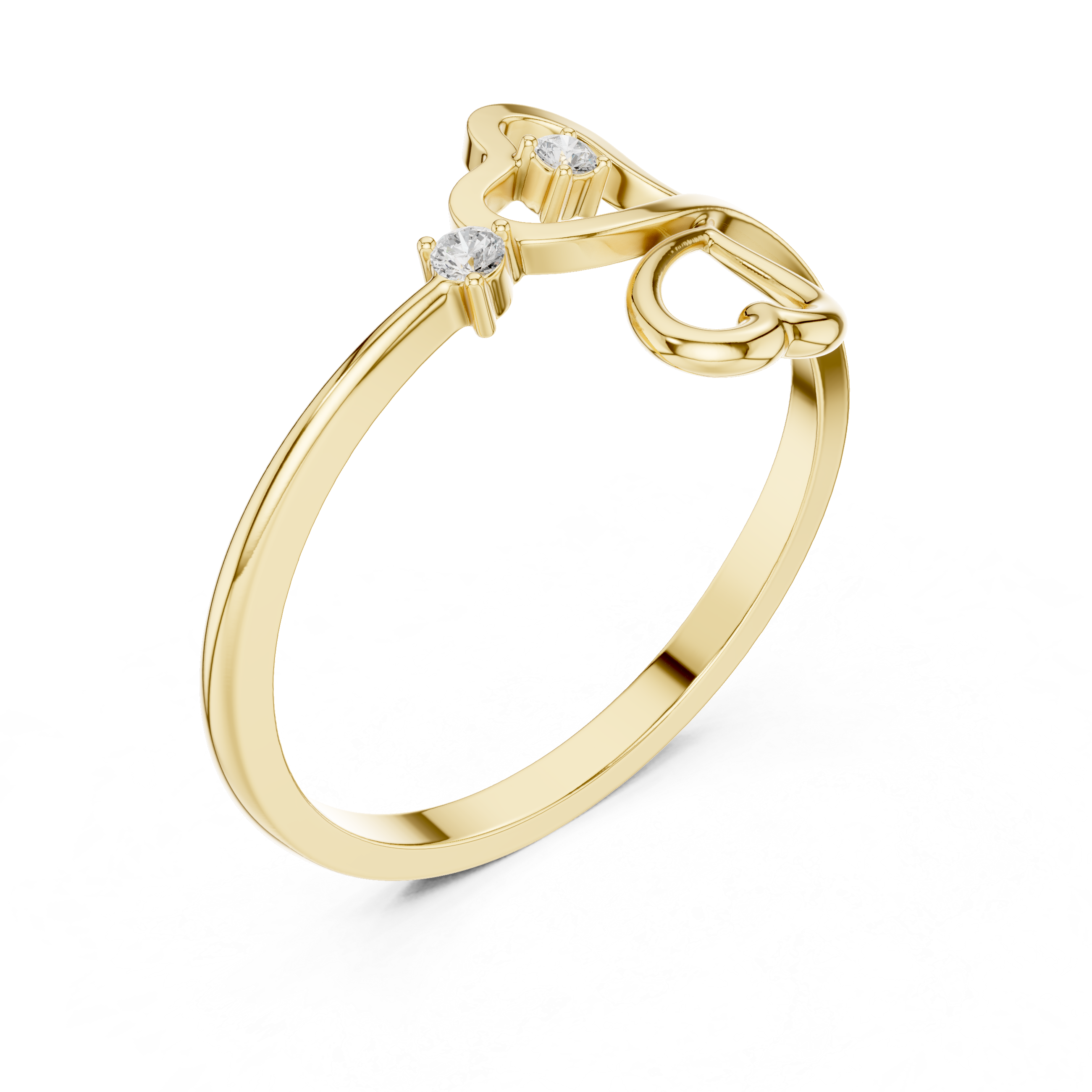 Luxury Double Heart Diamond Ring