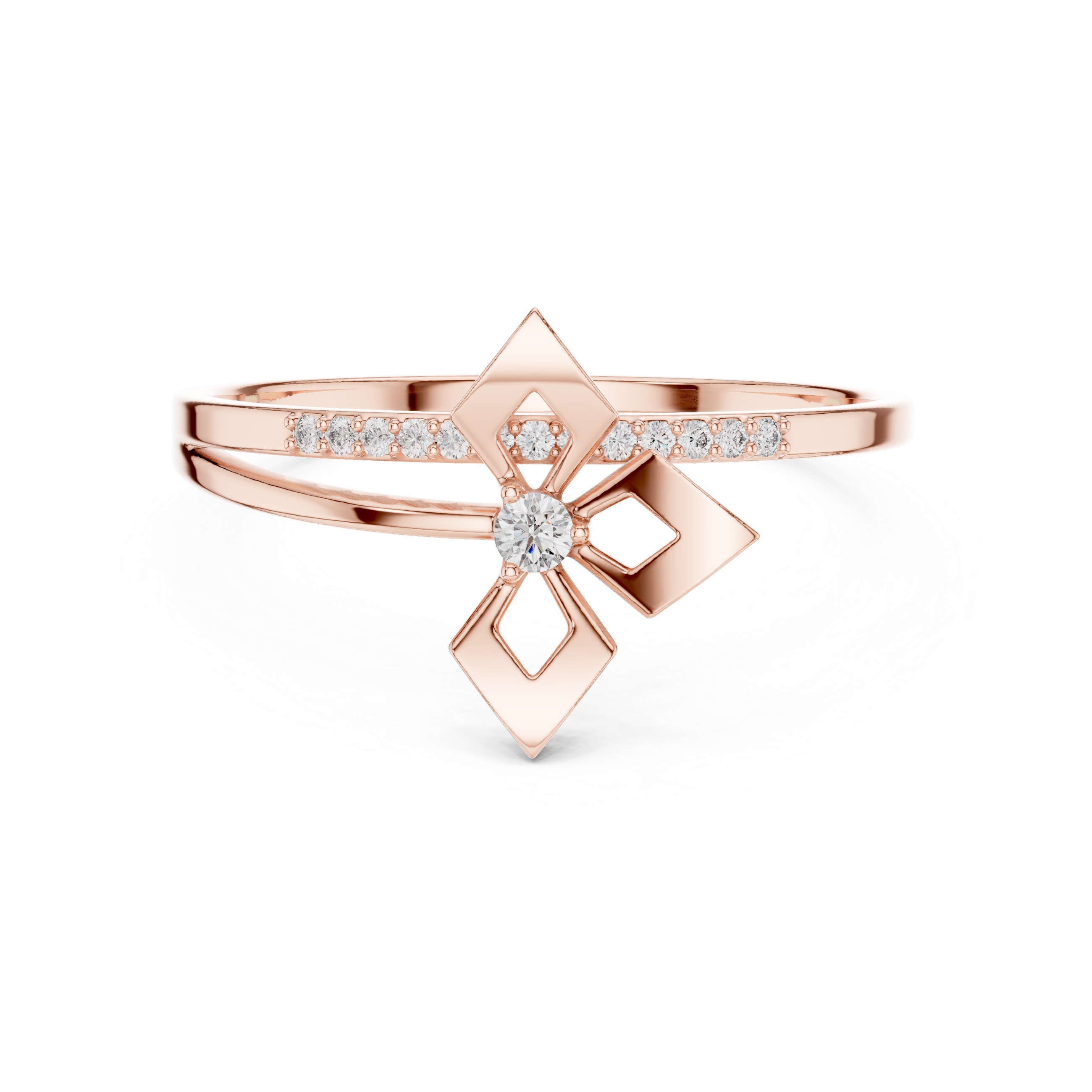 Modern Diamond Geometry Ring