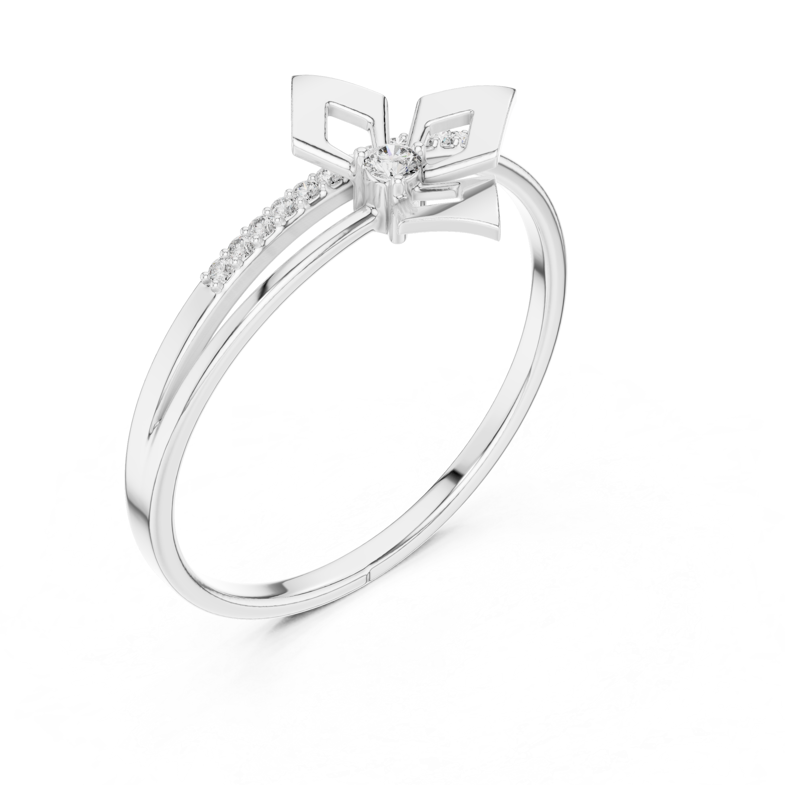 Modern Diamond Geometry Ring