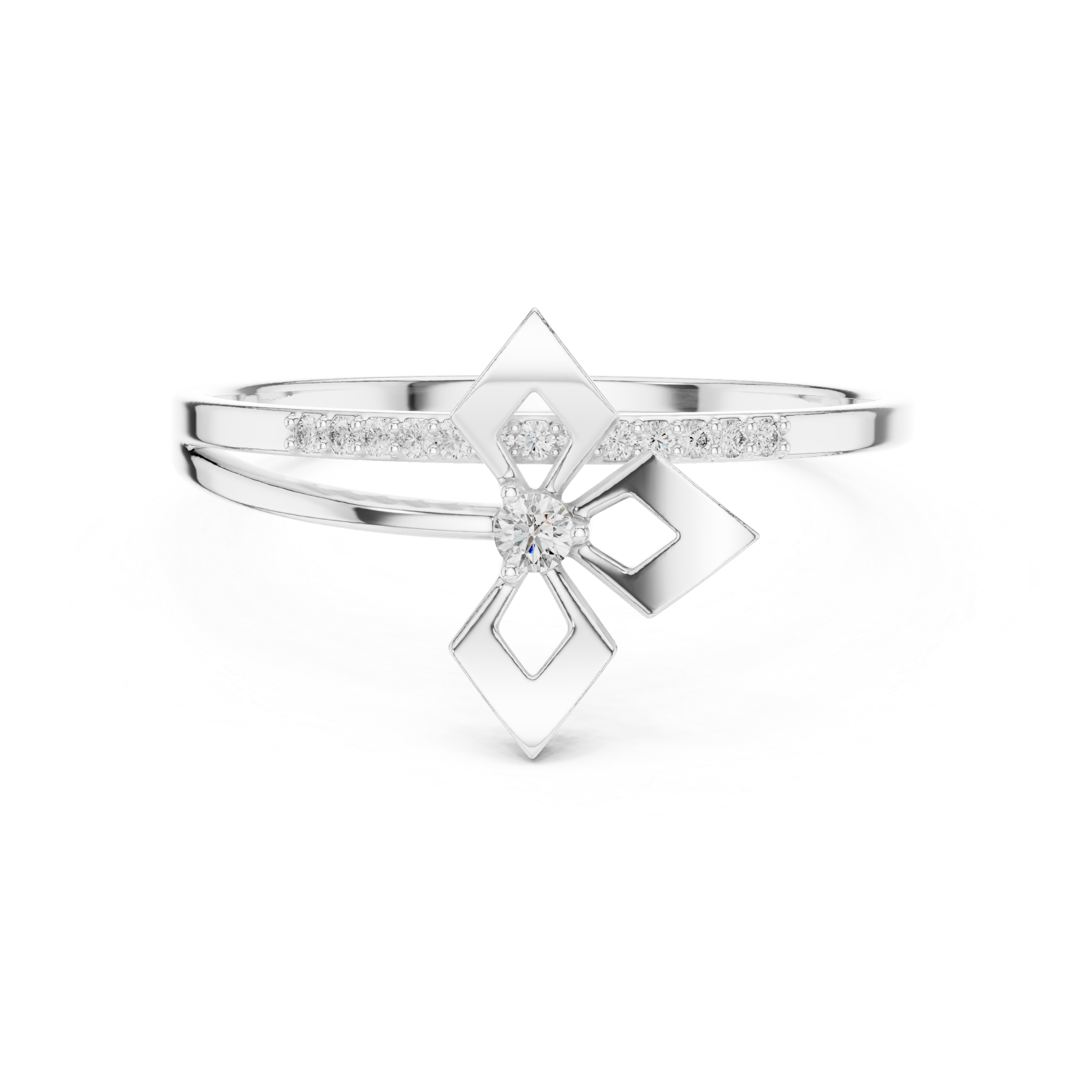 Modern Diamond Geometry Ring