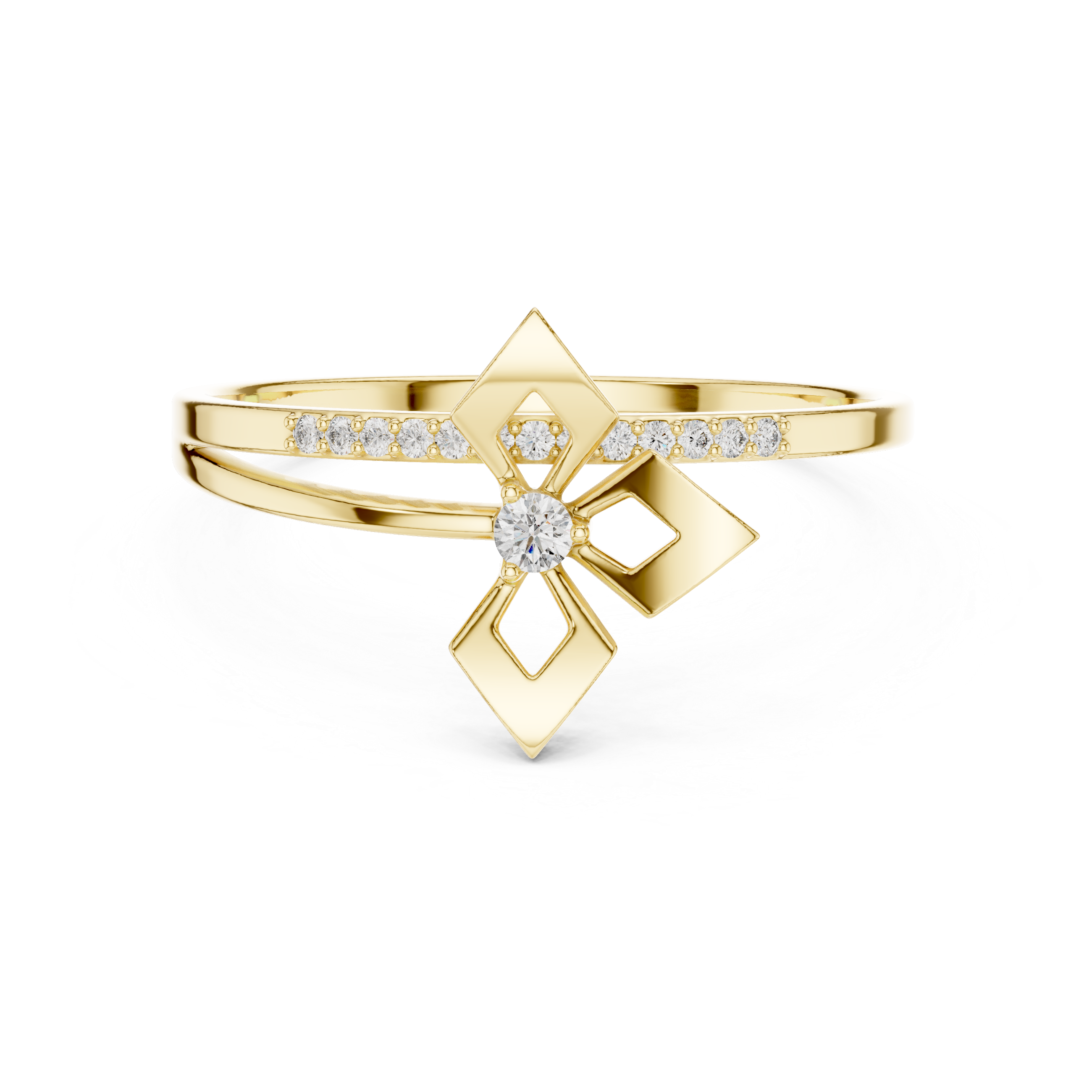 Modern Diamond Geometry Ring