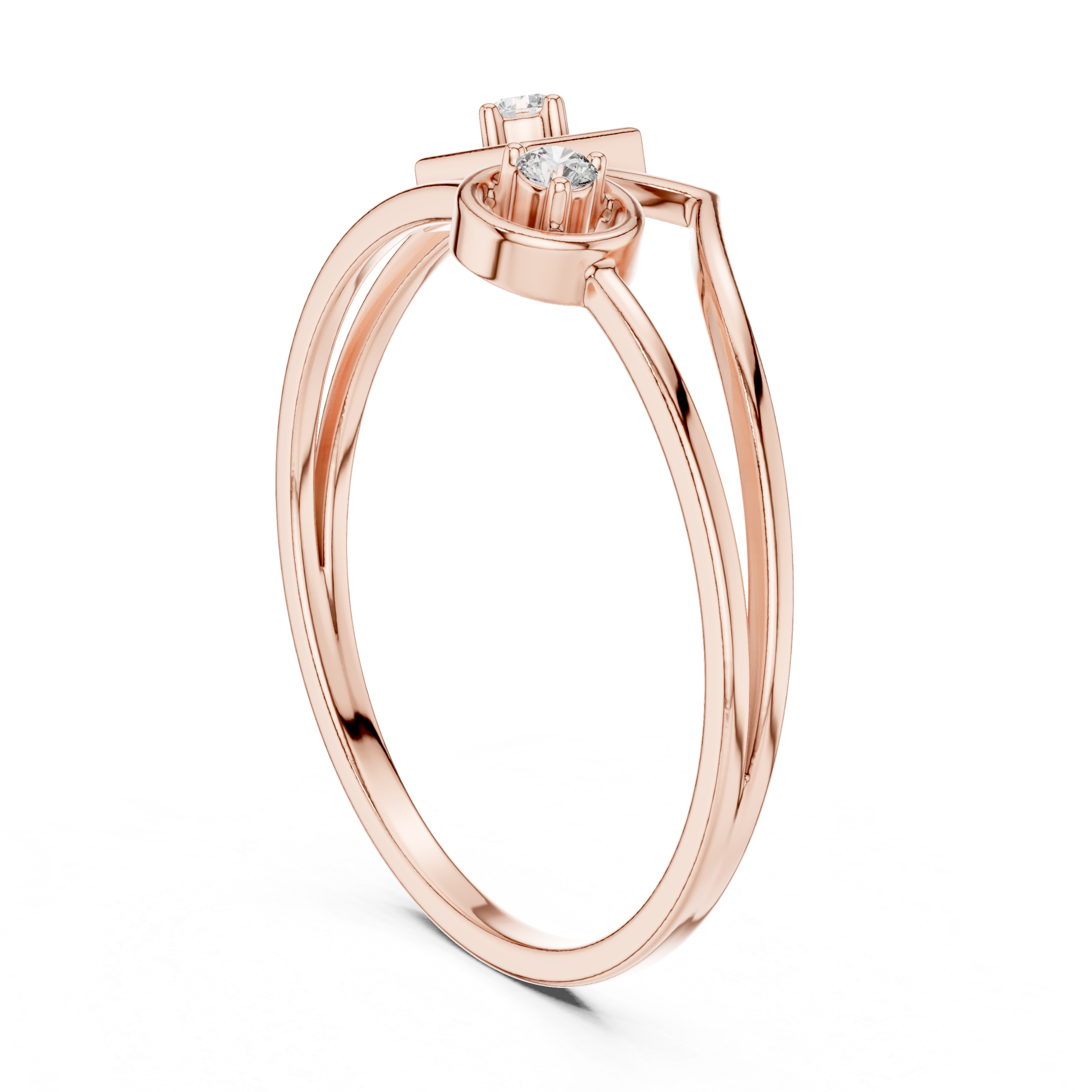 Modern Dual Diamond Ring