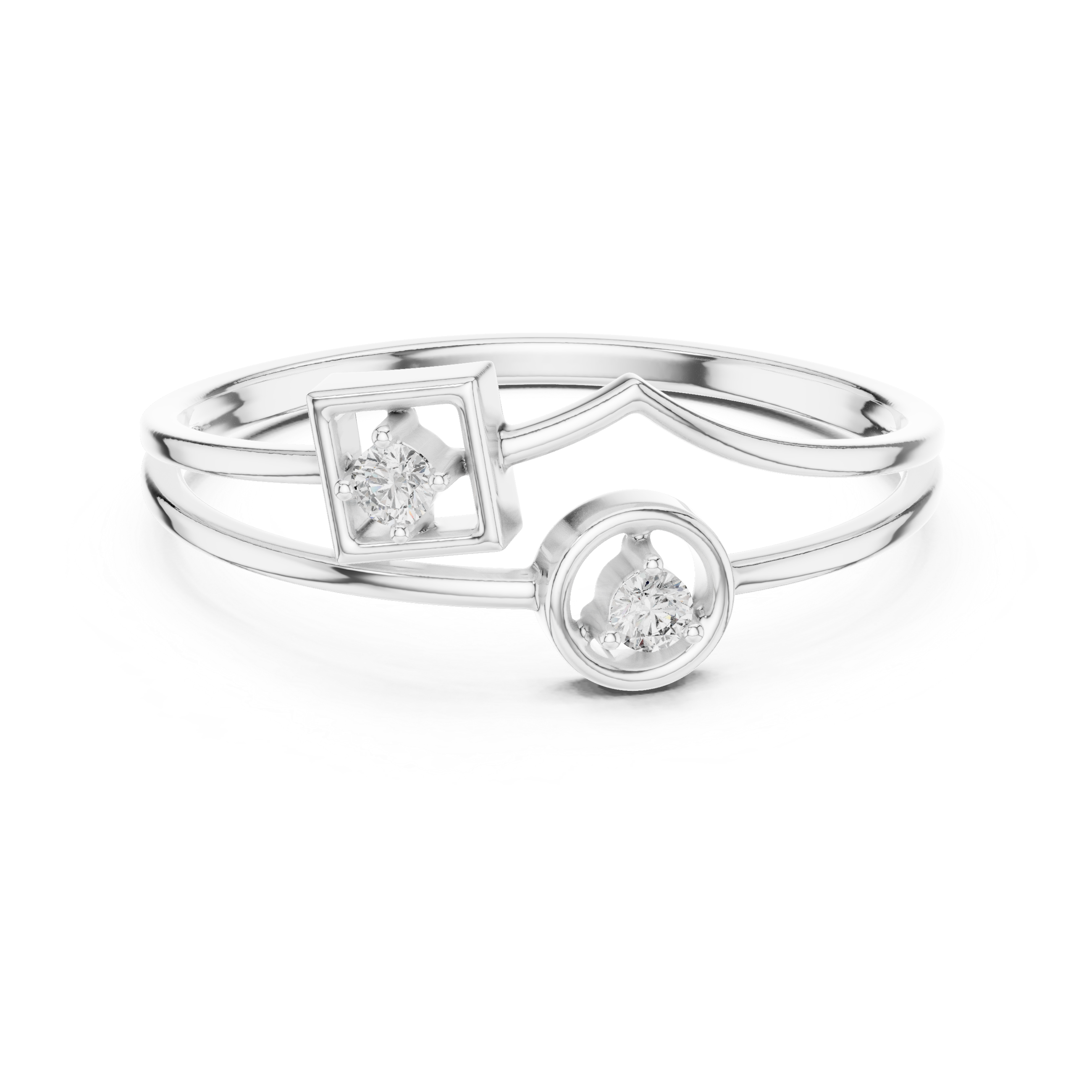 Modern Dual Diamond Ring
