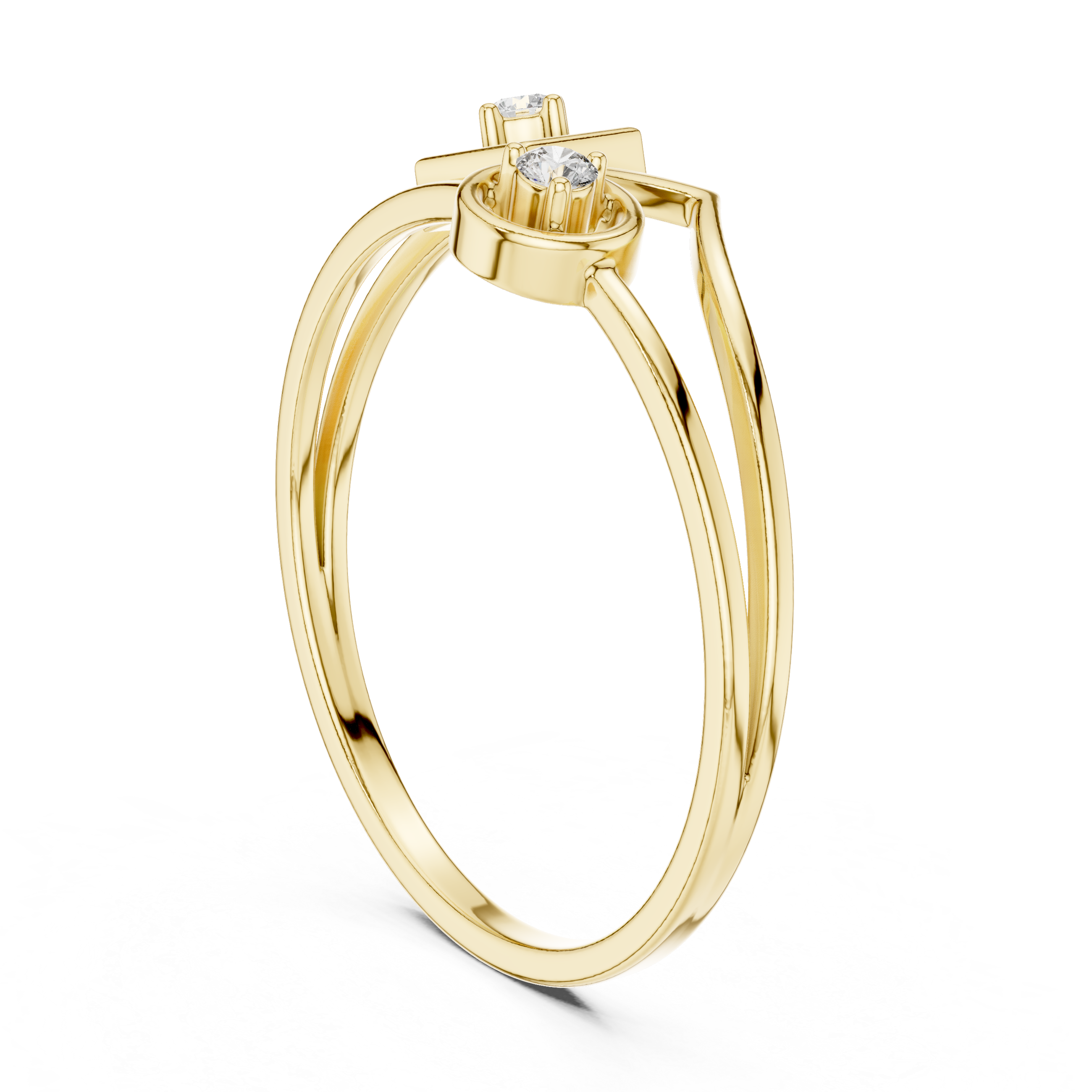 Modern Dual Diamond Ring