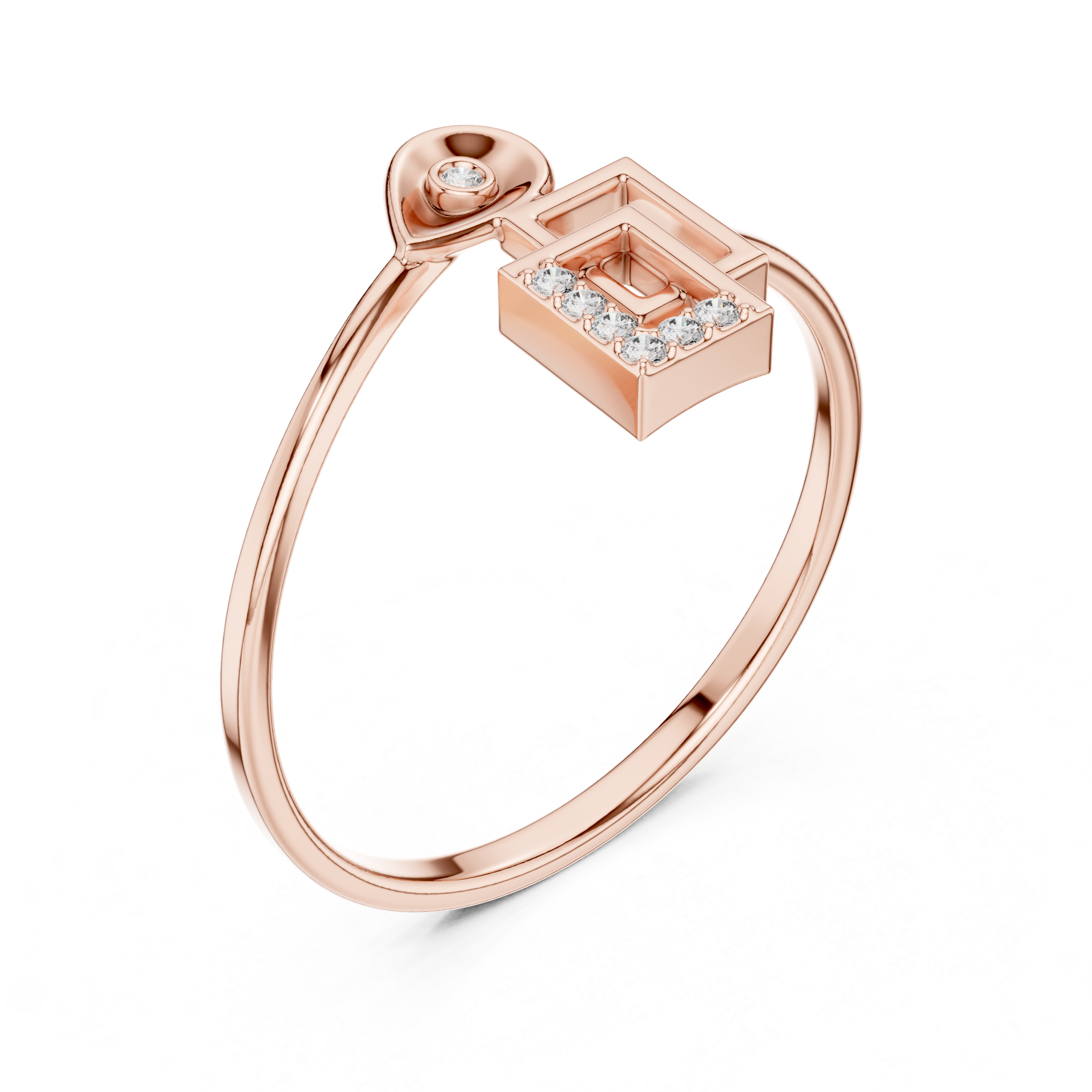 Modern Geometric Diamond Ring