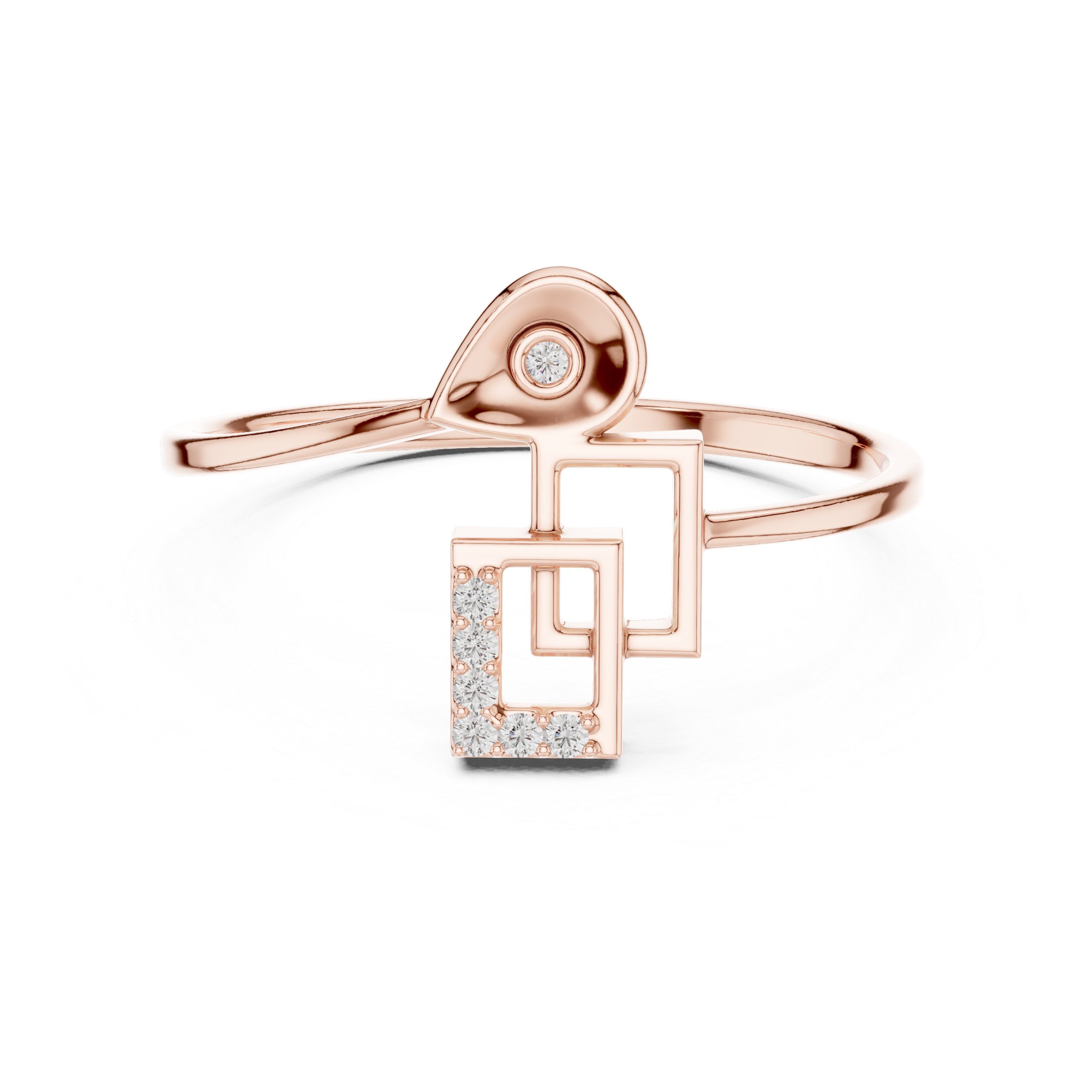 Modern Geometric Diamond Ring
