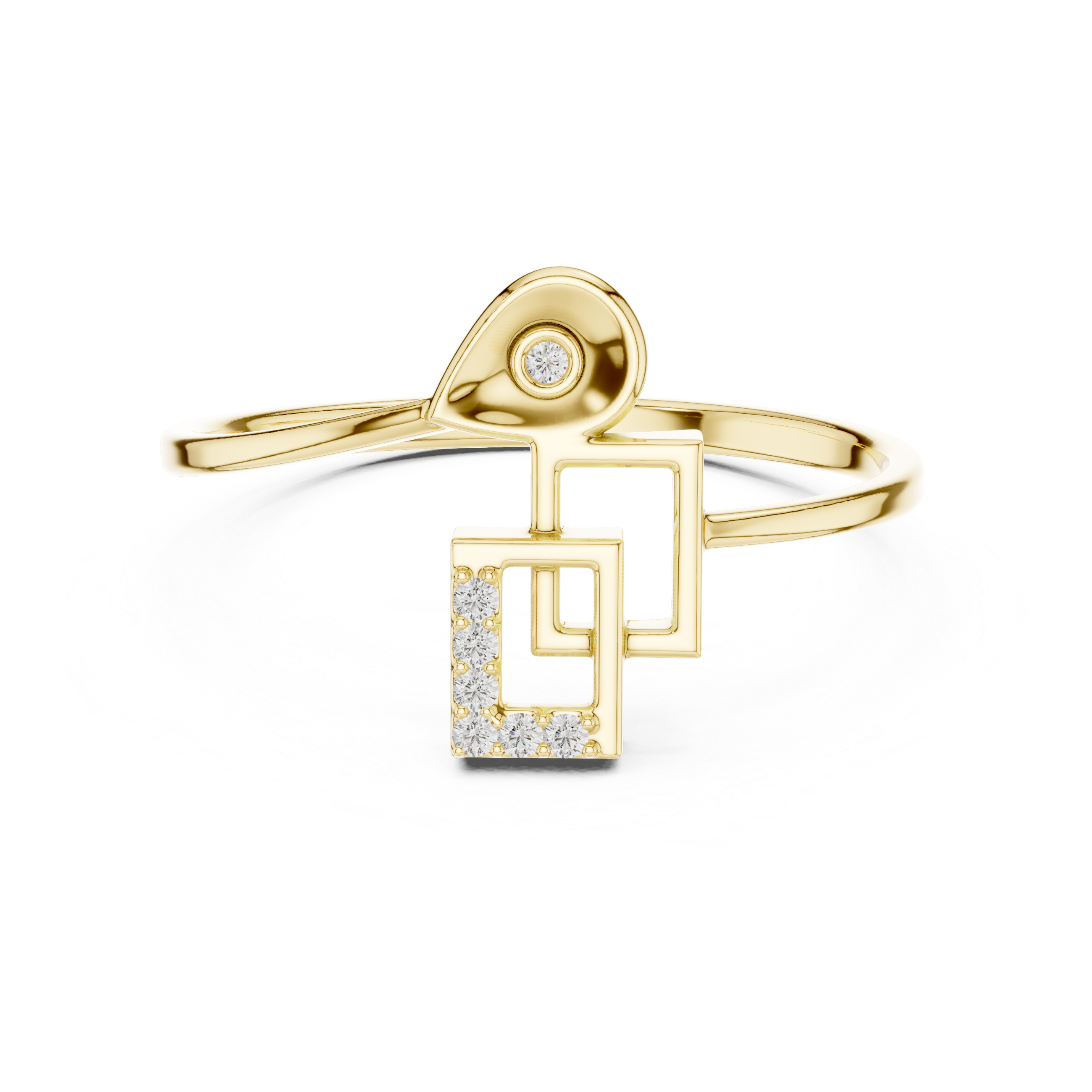 Modern Geometric Diamond Ring