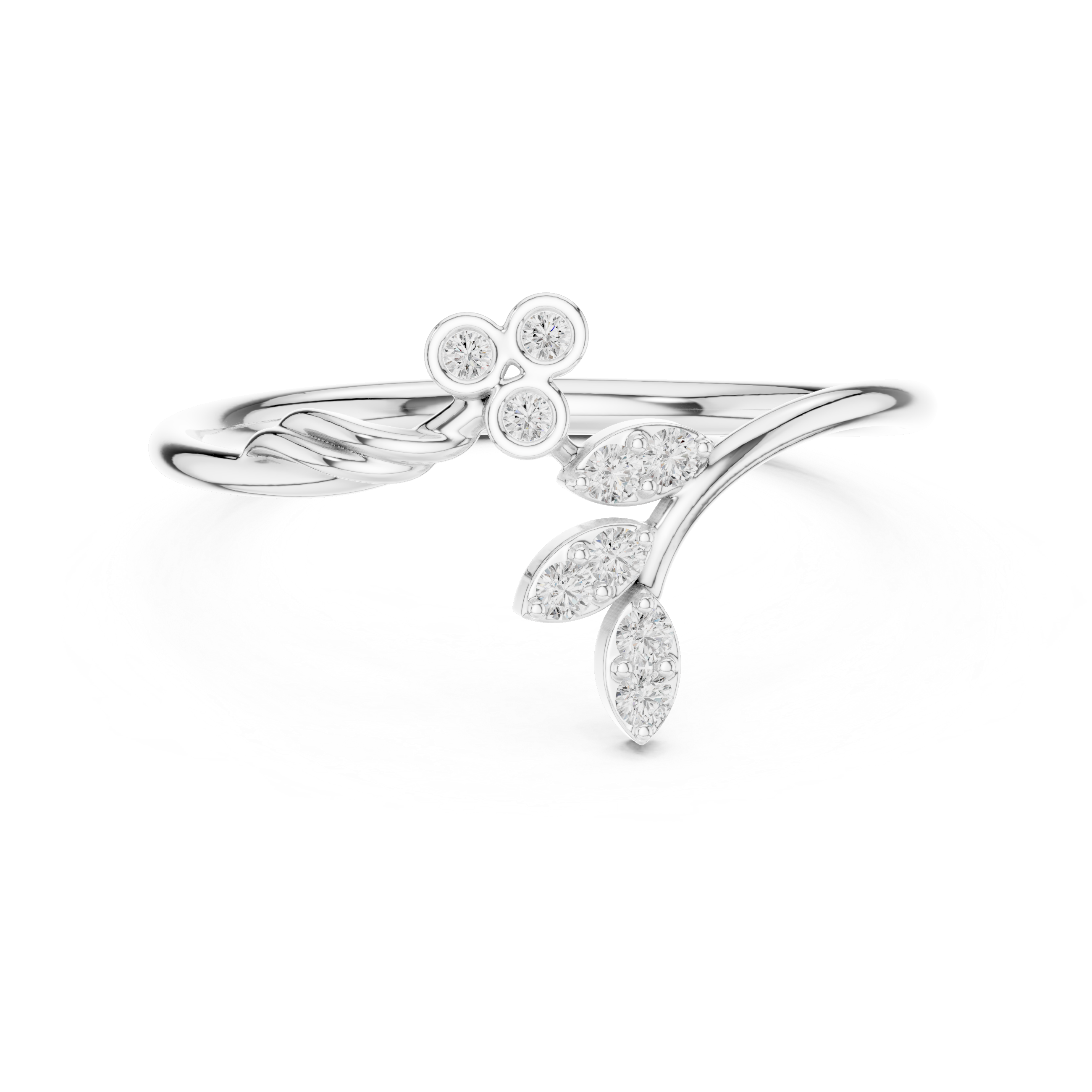 Floral Diamond Branch Ring