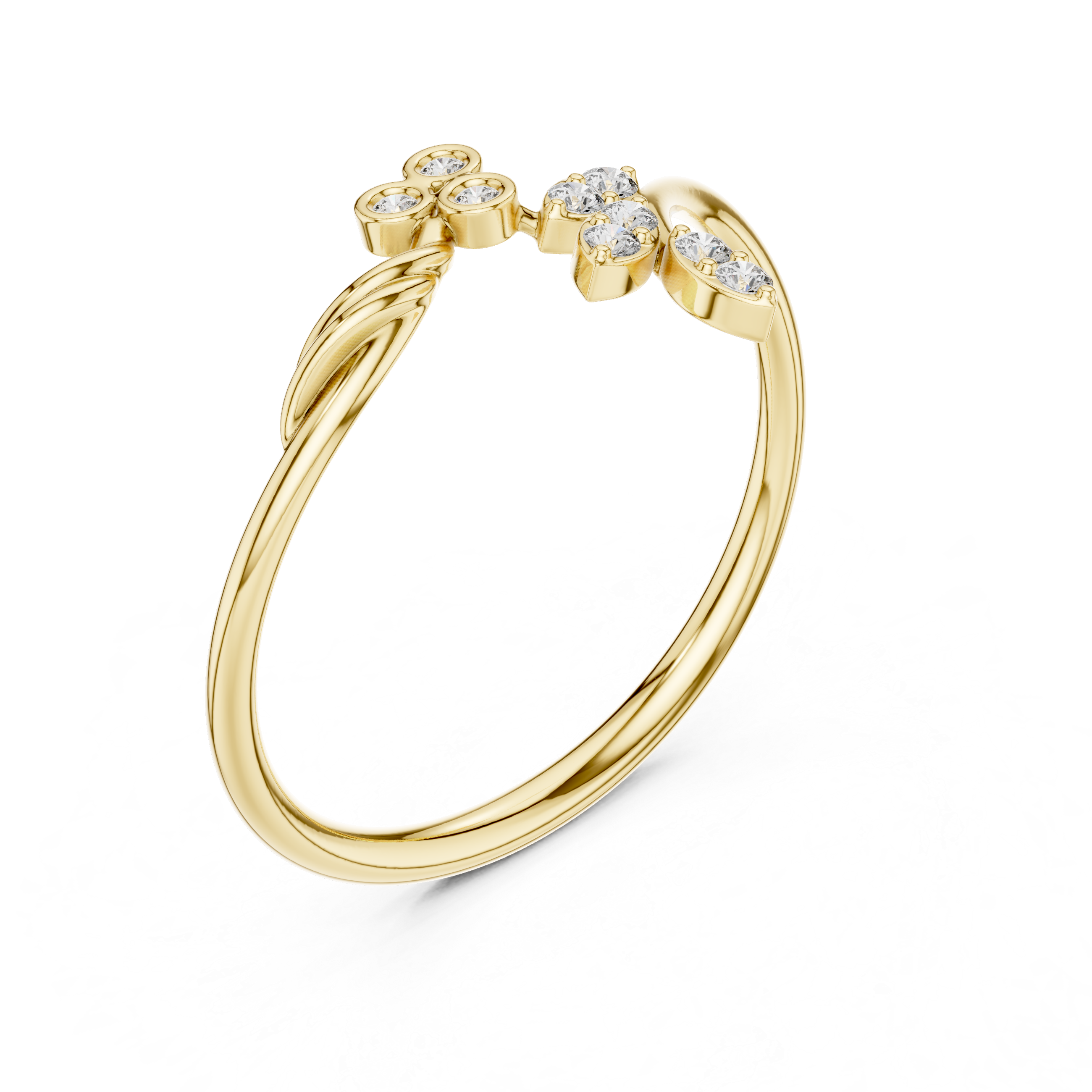 Floral Diamond Branch Ring